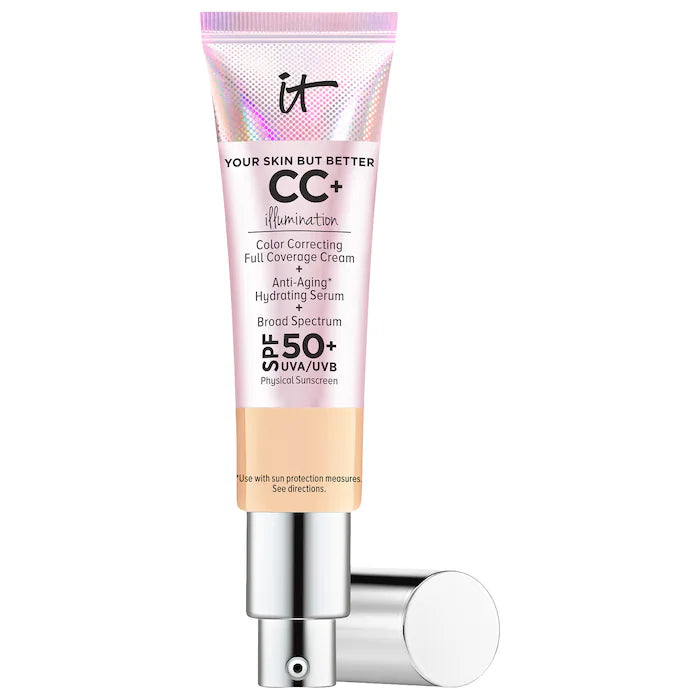 IT Cosmetics CC+ Cream with SPF 50+ - Full Coverage Color Correcting Cream, Hydrating Foundation & Sunscreen - Perfect for Daily Wear, Flawless Makeup Looks & Sun Protection