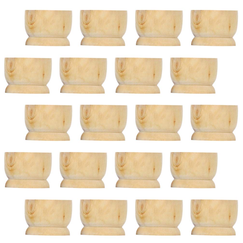 STOBOK 20pcs Unfinished Wooden Egg Cups - DIY Painting Easter Craft Supplies, Easter Party Egg Holder Stand for Kitchen, Tabletop, Refrigerator Display - Perfect for Easter Decorations, Home Decor, and Holiday Crafts