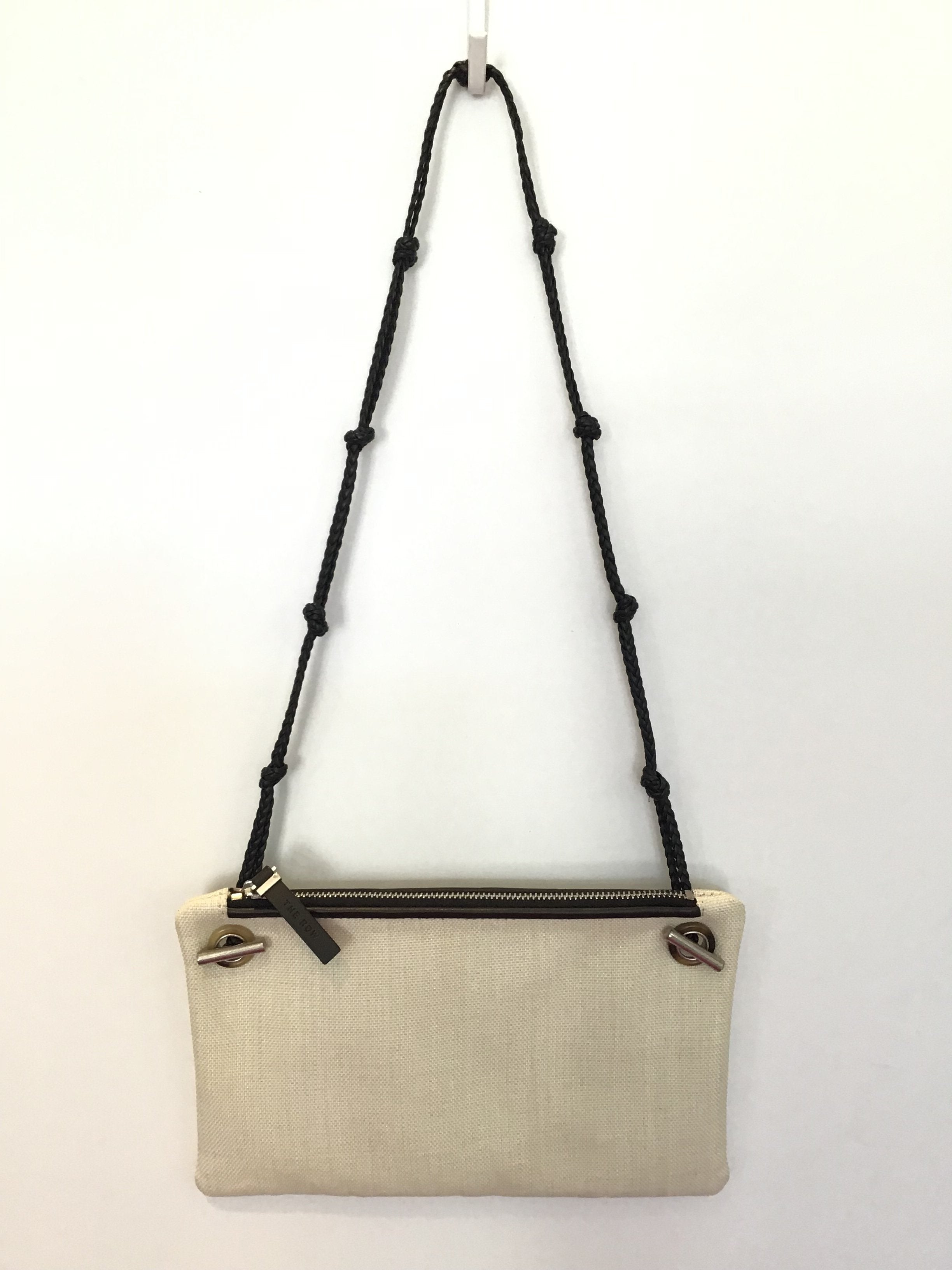 The Row Mini Coated Canvas Shoulder Bag with Removable Knotted Leather Strap | Stylish Crossbody Purse for Women | Perfect for Work, Travel & Everyday Use