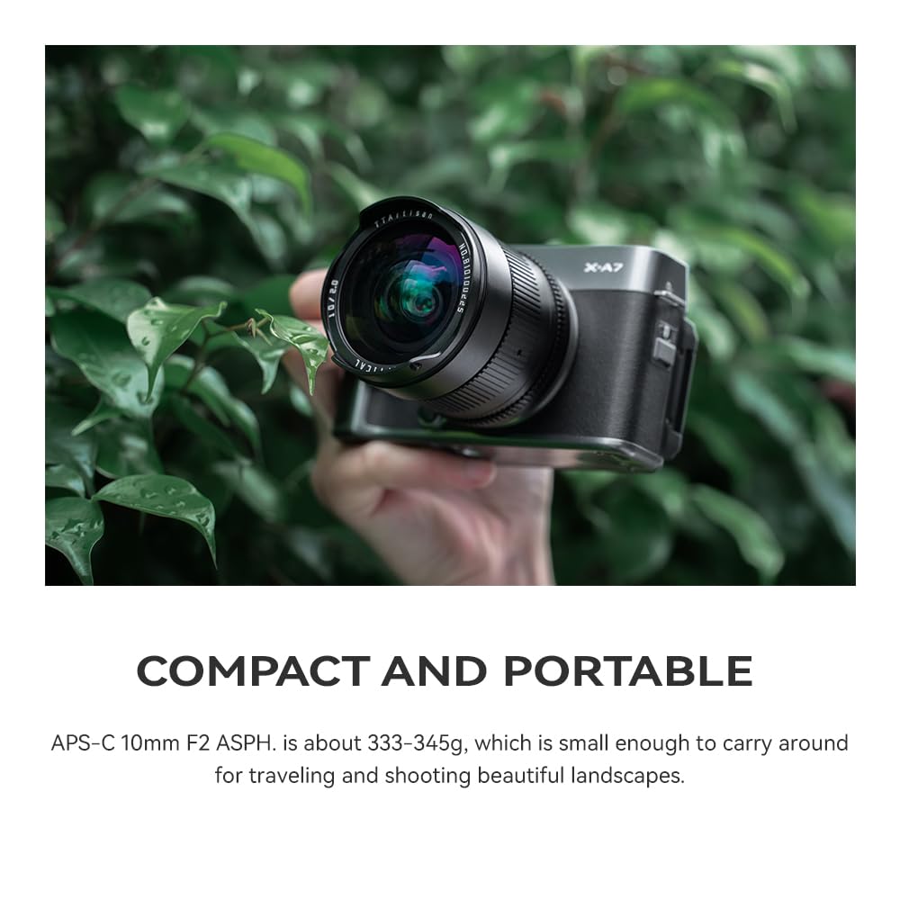 TTArtisan 10mm F2 APS-C Ultra-Wide Angle Manual Lens for Fujifilm X-Mount Cameras (XS10, X-A5, X-A7, X-M1, X-M2, X-E4, X-T1, X-T10, X-T2, X-T20, X-T3, X-T4, X-T100) - Perfect for Landscape, Architecture & Street Photography