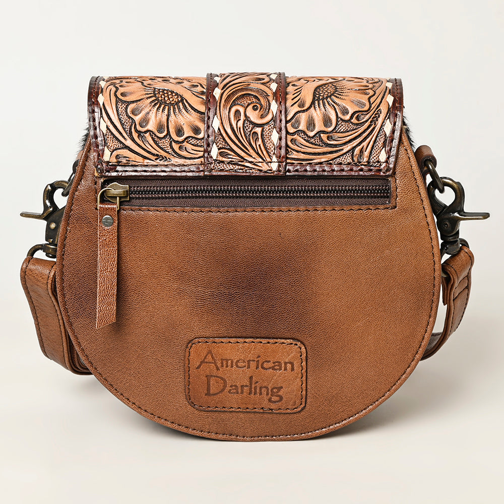 American Darling Hand-Tooled Hair-On Genuine Leather Women's Western Handbag Purse - Stylish Cowhide Tote for Country Rides, Rodeo Events & Everyday Fashion