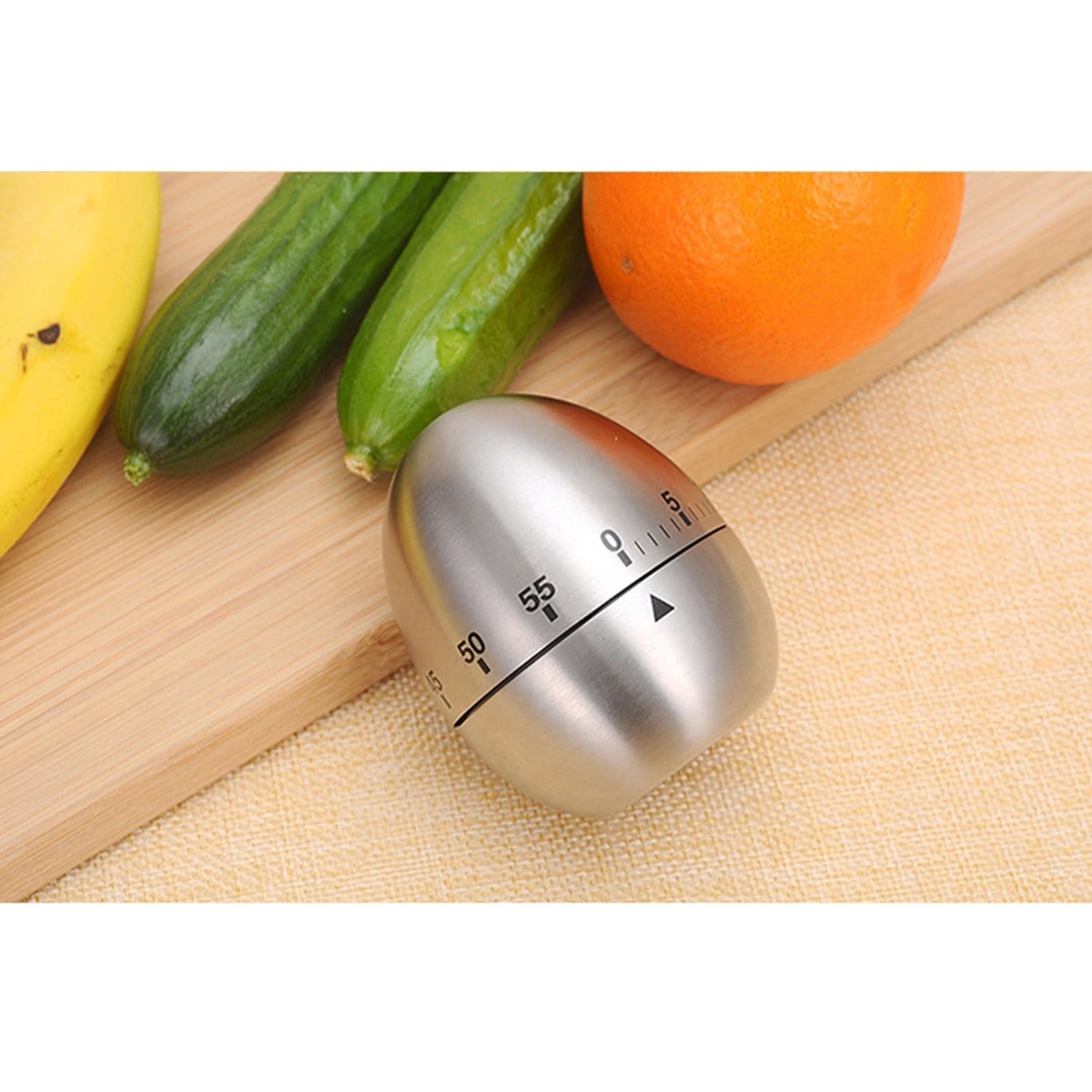 Elegant Stainless Steel Egg Shaped Kitchen Timer - Mechanical Rotating Cooking Timer for Baking, Boiling, and Kitchen Tasks