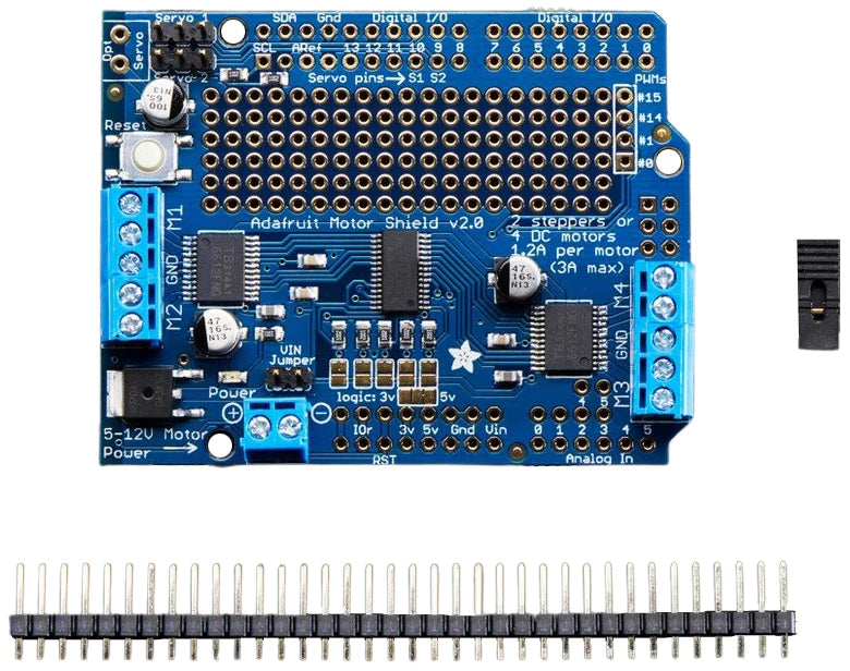 Adafruit Motor Stepper Servo Shield for Arduino Kit - DIY Robotics & Electronics Projects (Motors Not Included) - Perfect for Arduino Robot Cars, CNC Machines & Automation Projects