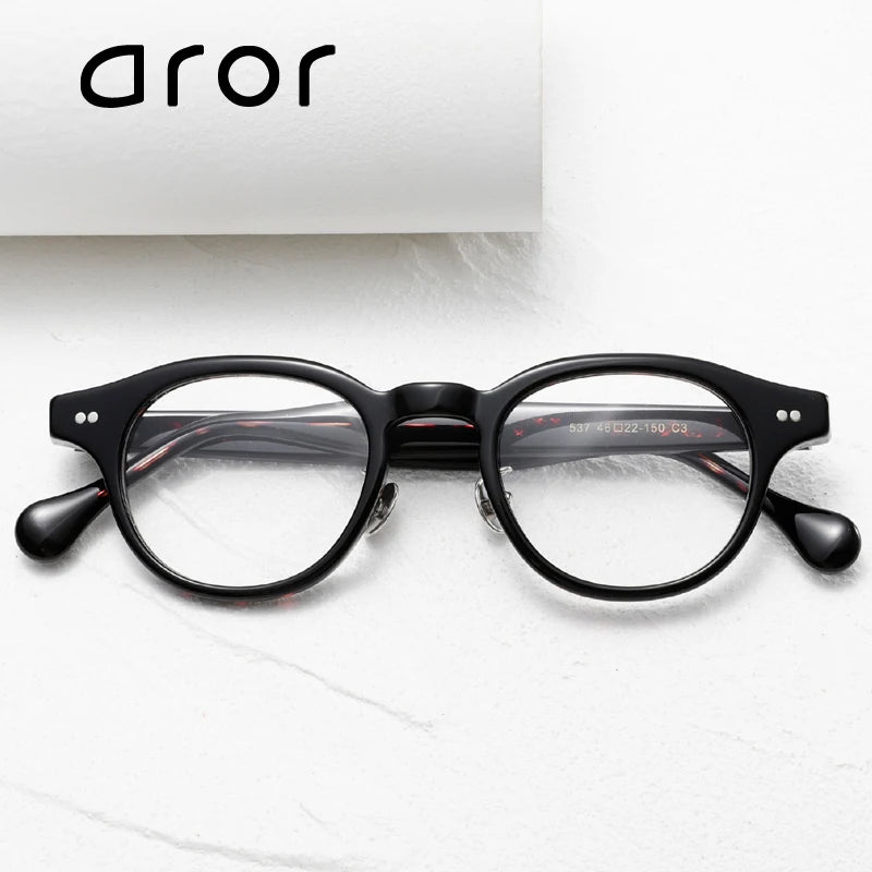Aror Unisex Full Rim Oval Round Acetate Eyeglasses 842537 - Lightweight & Durable Frame for Men & Women - Perfect for Reading, Working & Daily Wear