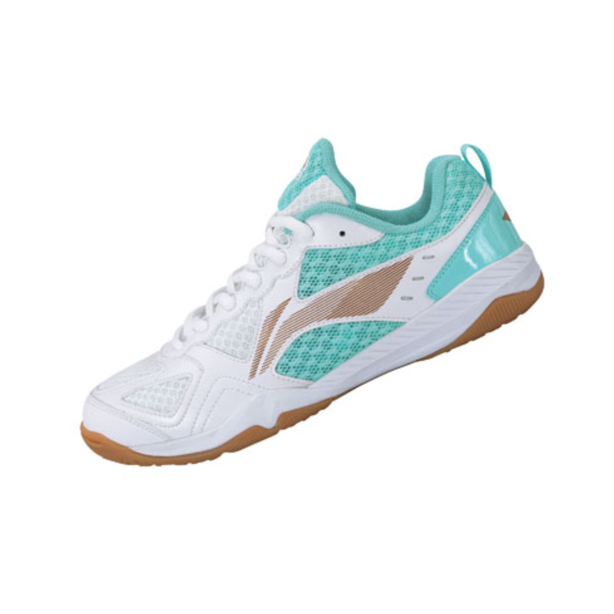 Li Ning Women's Table Tennis Shoes - Lightweight Non-Slip Badminton Sneakers APTP002 (White/Blue) - Perfect for Indoor Sports & Gym Training
