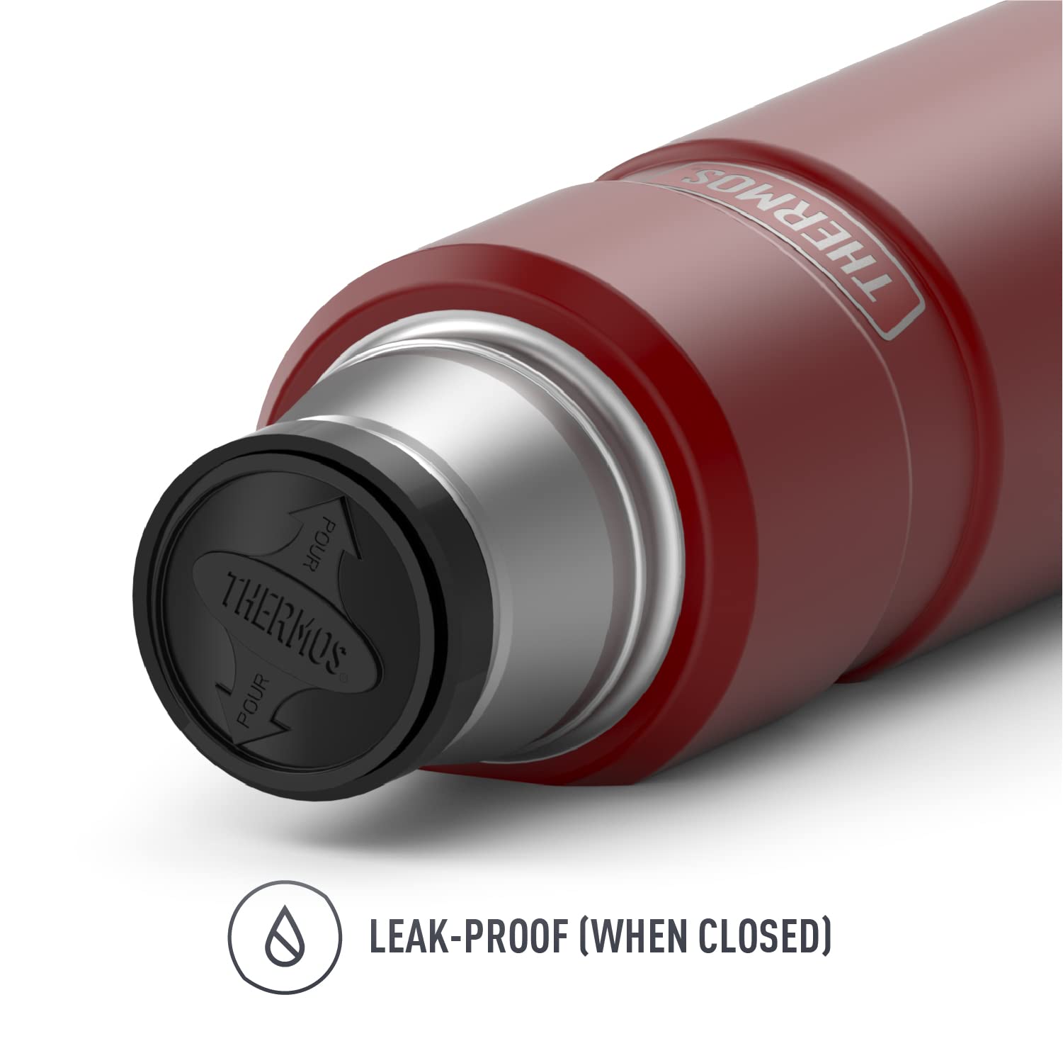 THERMOS Stainless King Vacuum-Insulated Compact Water Bottle - 16oz, Rustic Red - Keeps Drinks Hot/Cold for Hours - Perfect for Hiking, Camping & Office Use