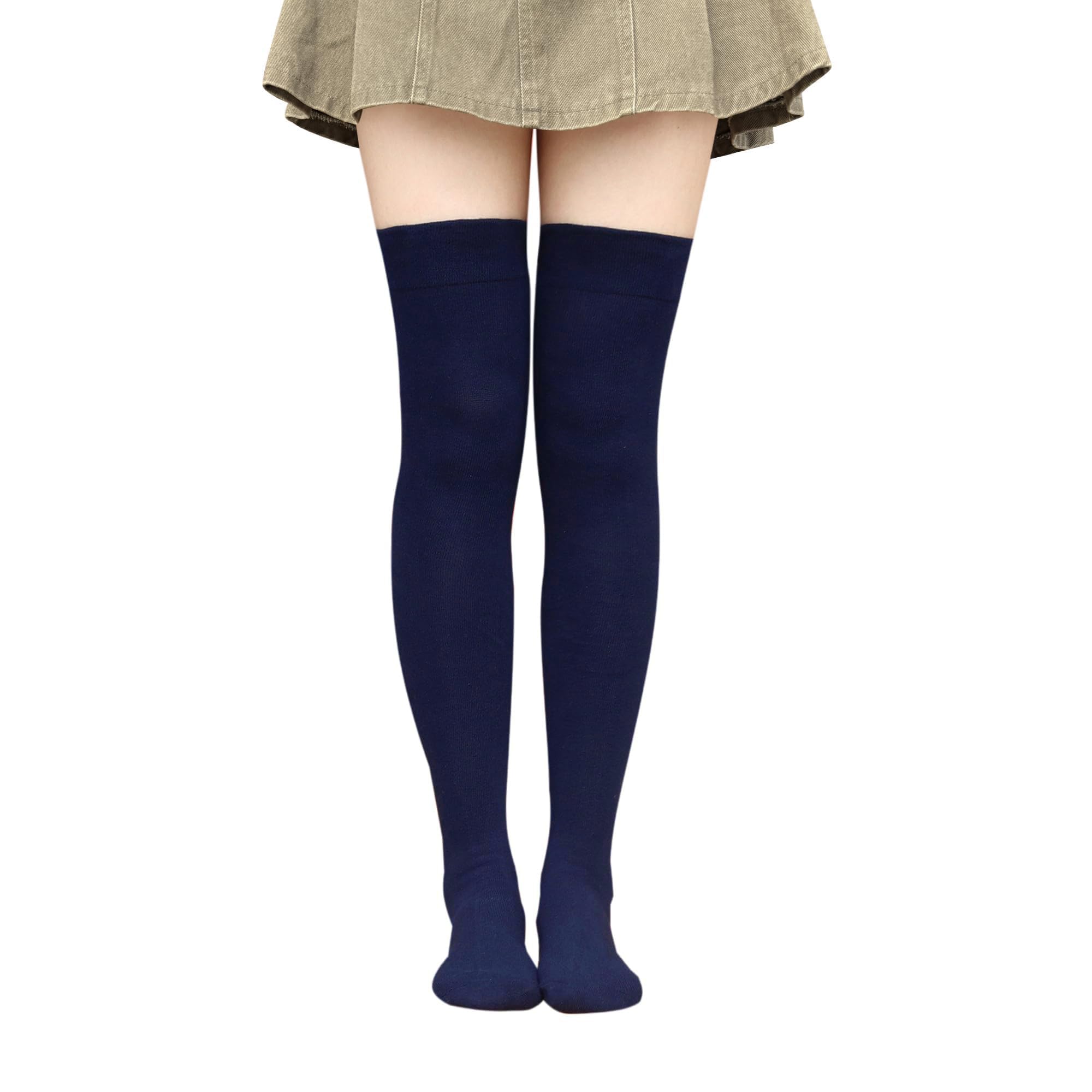 Bestjybt Women's Thigh High Socks - Cotton Warm Over The Knee Socks, Long Knee High Boot Stockings & Leg Warmers for Winter, Fashion & Outfit Styling