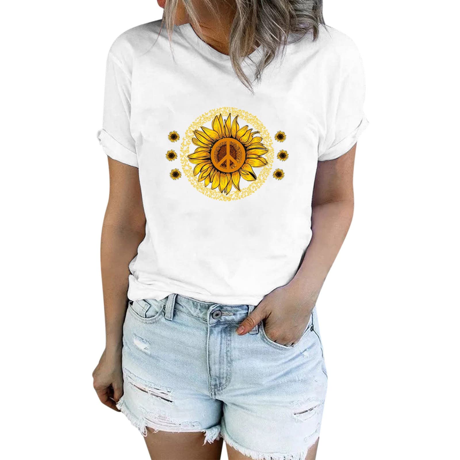Women's Summer Tops - Flowy Short Sleeve Cold Shoulder Tunic with Printed Design | Casual Loose Fit Blouse for Beach, Vacation & Everyday Wear