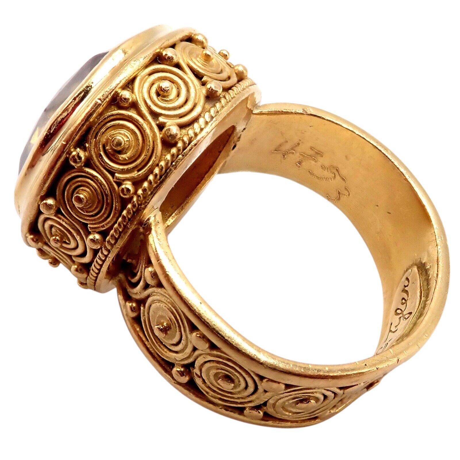 Vintage Carolyn Tyler 22k Yellow Gold Seven Seas Large Citrine Ring - Elegant Statement Jewelry for Women, Perfect for Weddings, Parties & Special Occasions