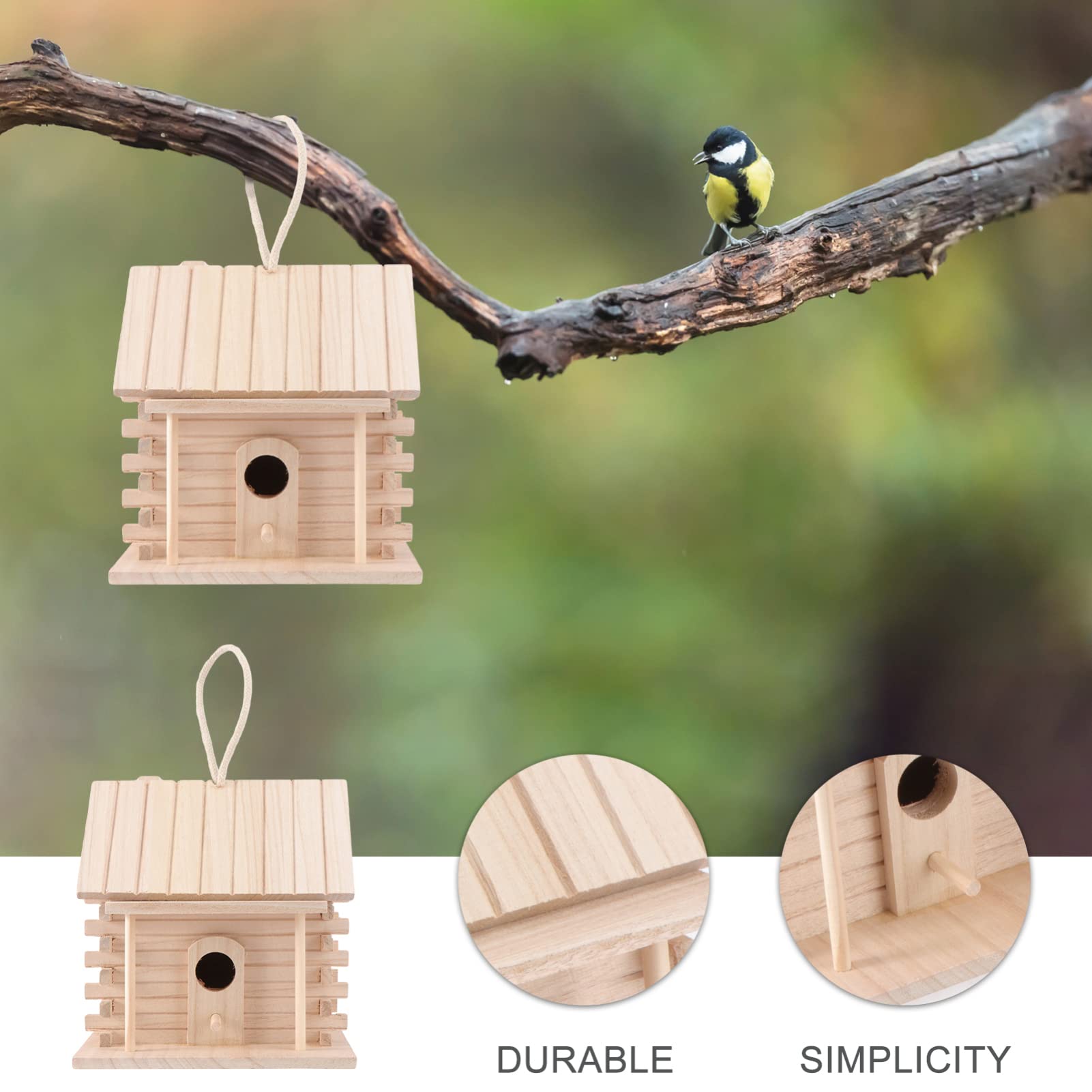 Beavorty Wooden Squirrel Nesting Box & Bird House - Outdoor Hanging Bird Hut for Hummingbirds, Bluebirds - Weatherproof Garden Decor for Windows, Trees, Patios - Natural Wooden Breeding Box for Wildlife Habitat
