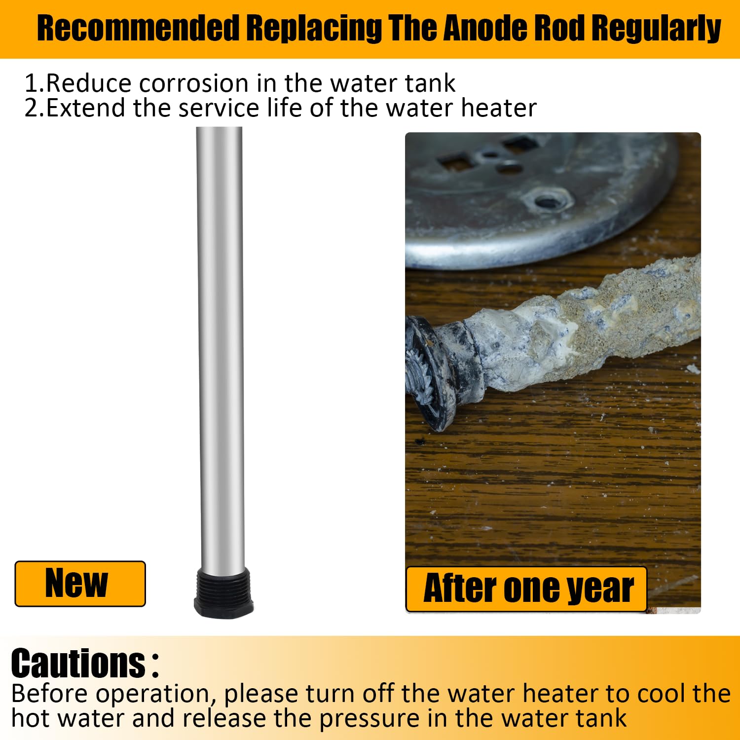6 Pack RV Water Heater Anode Rod Kit with Flush Wand & Hex Wrench - 2Pcs 9.25