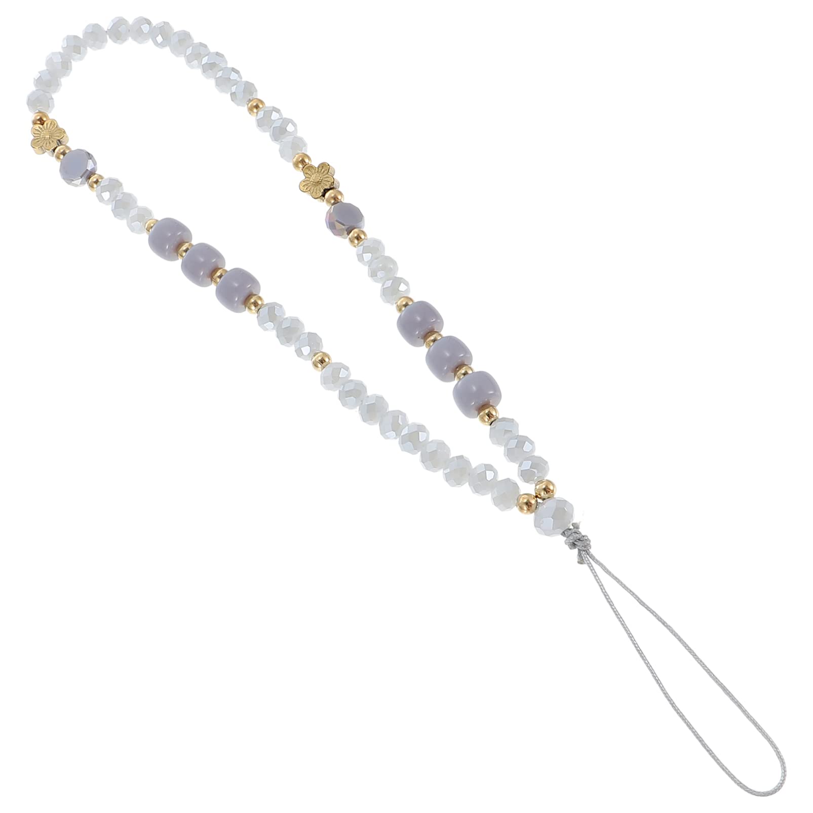Beaded Phone Lanyard Wrist Strap - Adjustable Phone Charm Strap for iPhone Samsung - Grey Phone Accessory for Work, Travel & Photography