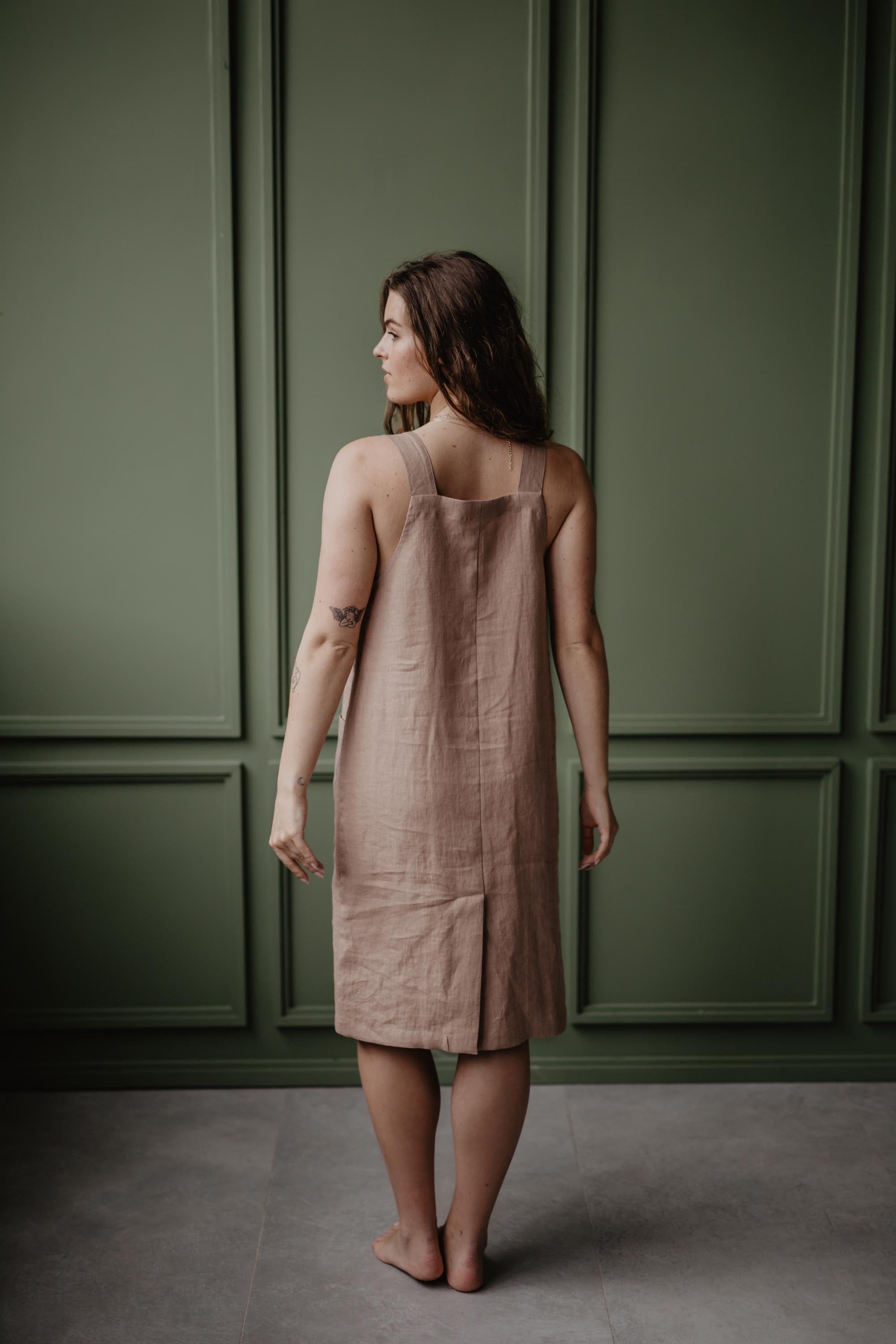 Elegant Jade Women's Linen Apron Dress - Breathable & Stylish in Multiple Colors | Perfect for Cooking, Gardening, and Casual Summer Wear
