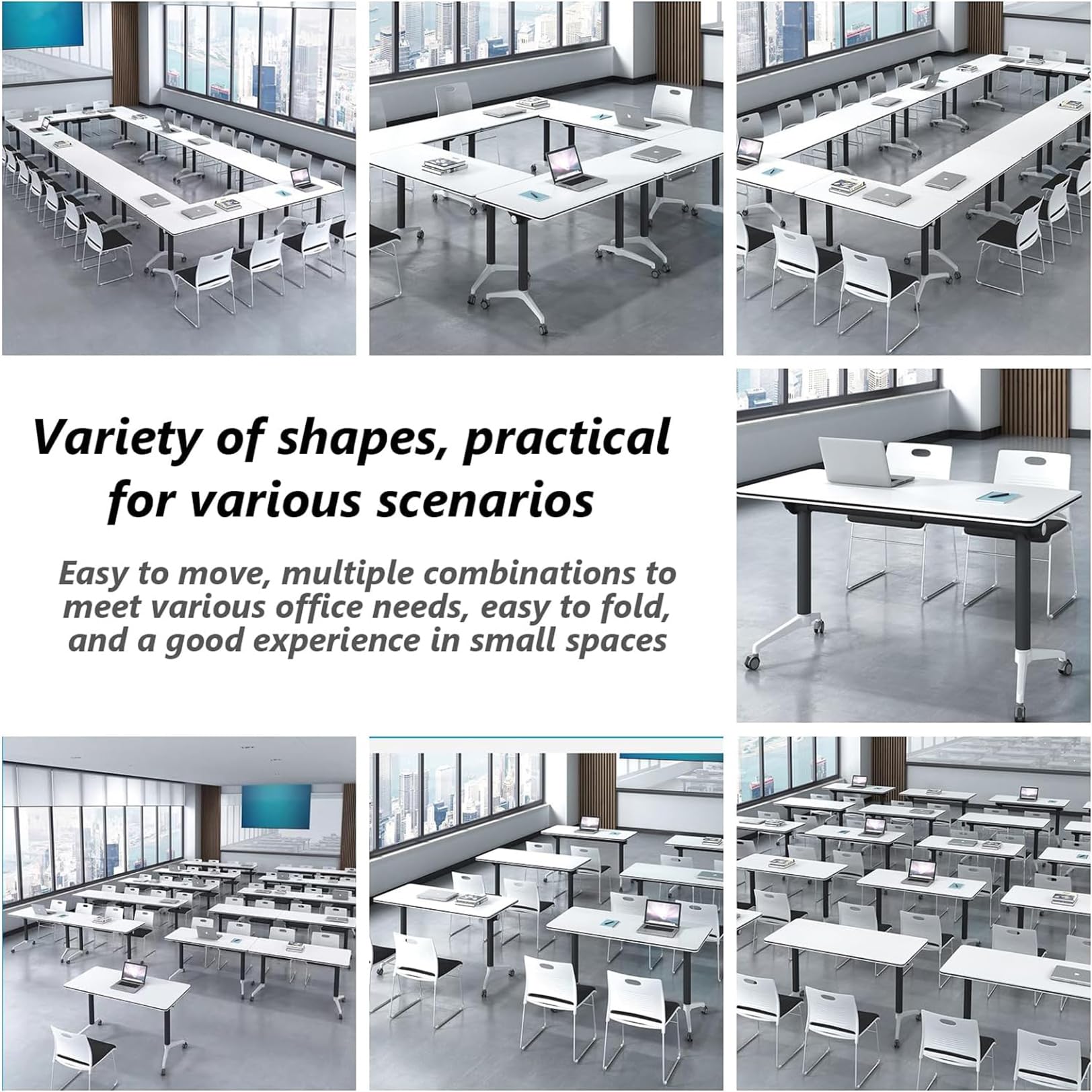 Foldable Conference Table with Wheels - Portable Meeting & Seminar Table for Office, Classroom, Training Room - Ideal for Business Meetings, Team Collaboration & Educational Sessions