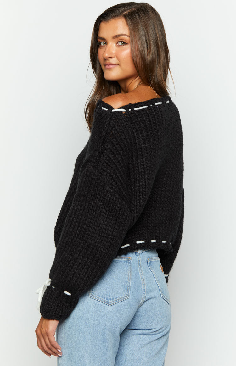 Bea Black Sweater for Women - Soft & Cozy Knit Pullover - Winter Warm Casual Tops - Perfect for Office, Dating & Weekend Outfits