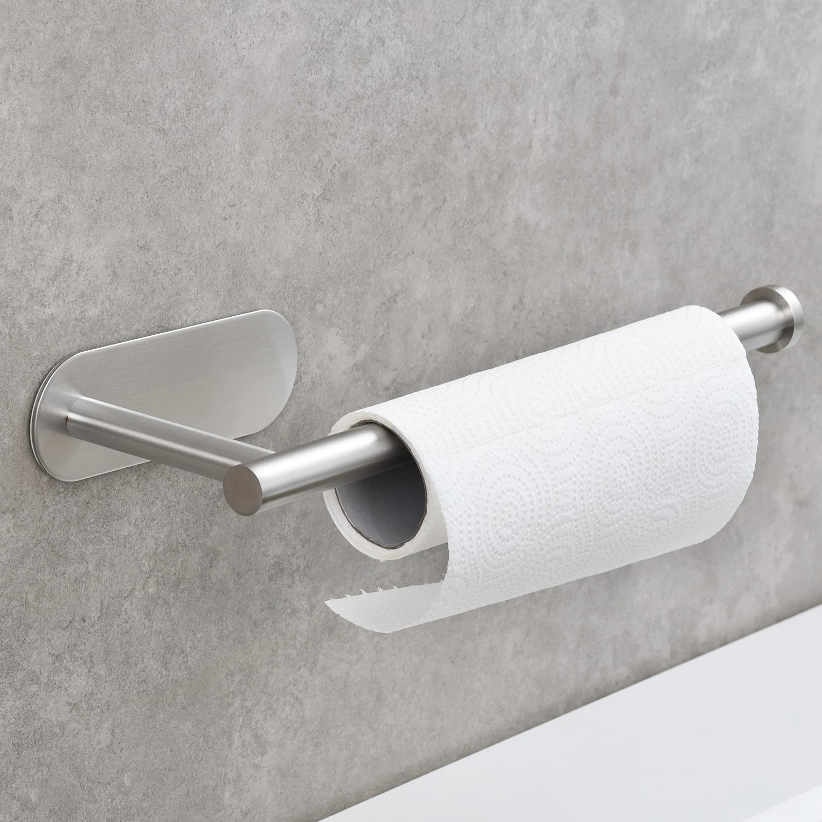 Stainless Steel Adhesive Towel Holder & Toilet Paper Roll Holder for Bathroom - Brushed Nickel Finish, Extendable Design Holds 2 Rolls - Perfect for Small Spaces, RV, Apartment & Home Decor