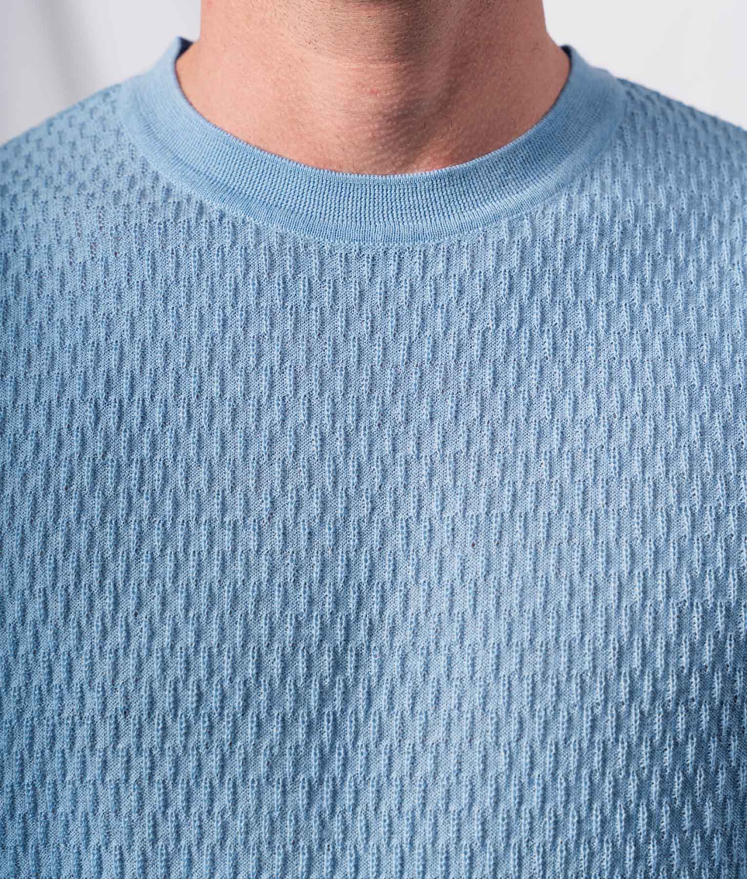 Men's Light Sky Blue O Neck Sweater - Soft & Comfortable Pullover for Casual Wear & Layering