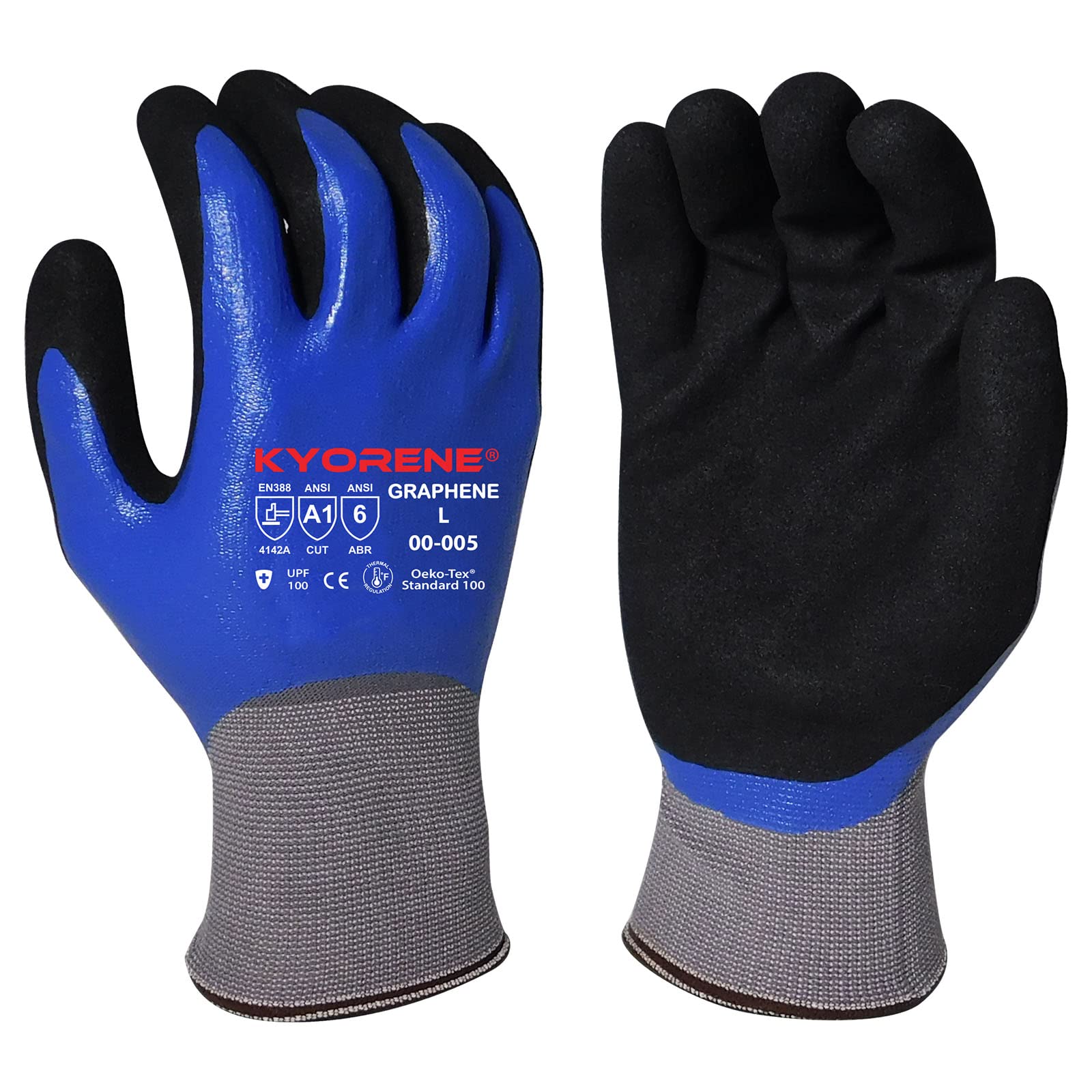 Armor Guys Kyorene Protective Work Gloves – Full Nitrile Coated, Tear & Abrasion Resistant Graphene Gloves – Oil & Water Resistant for Manufacturing, Maintenance & Construction (Size M, 3/Pack) – Ideal for Automotive Repair, Warehouse Work & Heavy Duty Tasks
