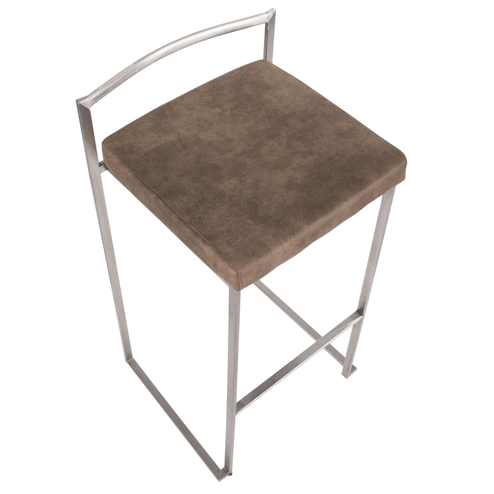 Fuji Stacker Bar Stool Set of 2 - Modern Counter Height Bar Chairs with Backrest - Perfect for Kitchen Island, Home Bar & Dining Room Decor