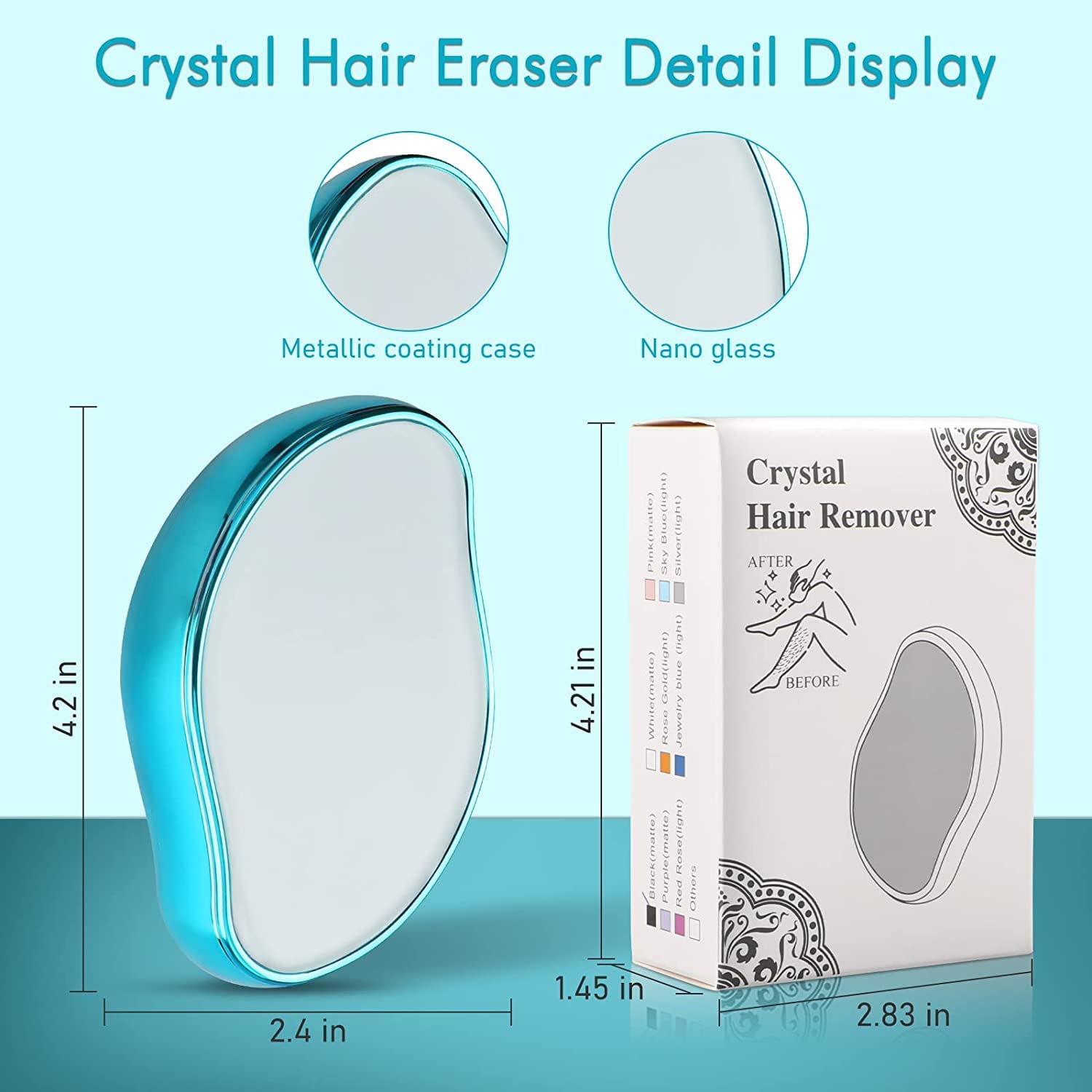 Best Reusable Crystal Hair Eraser for Women & Men - Painless Hair Removal Tool for Smooth Skin - Perfect for Face, Legs, Arms & Bikini Line at Home or Travel