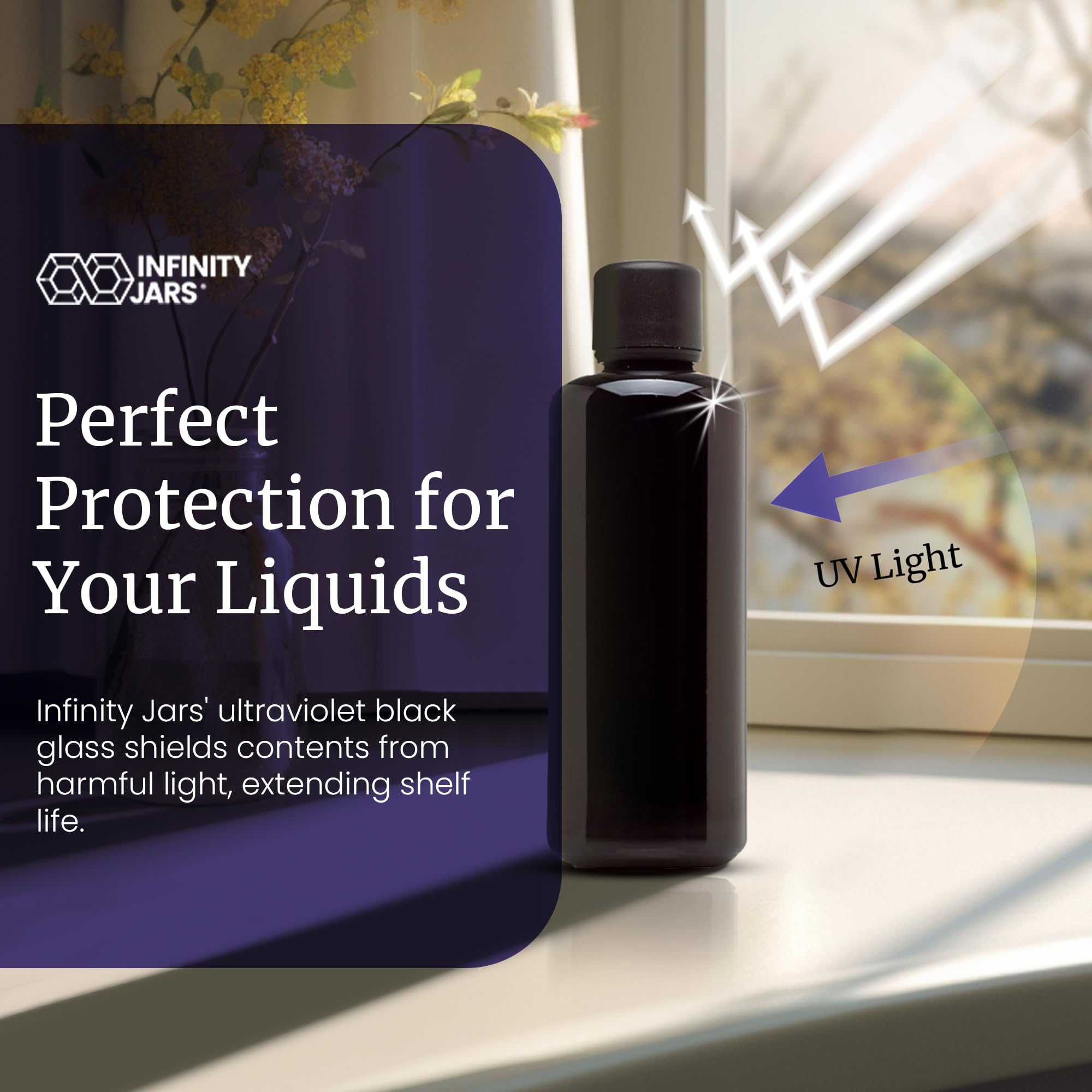 Infinity Jars 50ml (1.7oz) Glass Bottles with Euro Dropper & UV Protection - 10 Pack Airtight Essential Oil Storage Containers for Long-Term Preservation | Perfect for DIY Serums, Herbal Extracts & Aromatherapy Use at Home