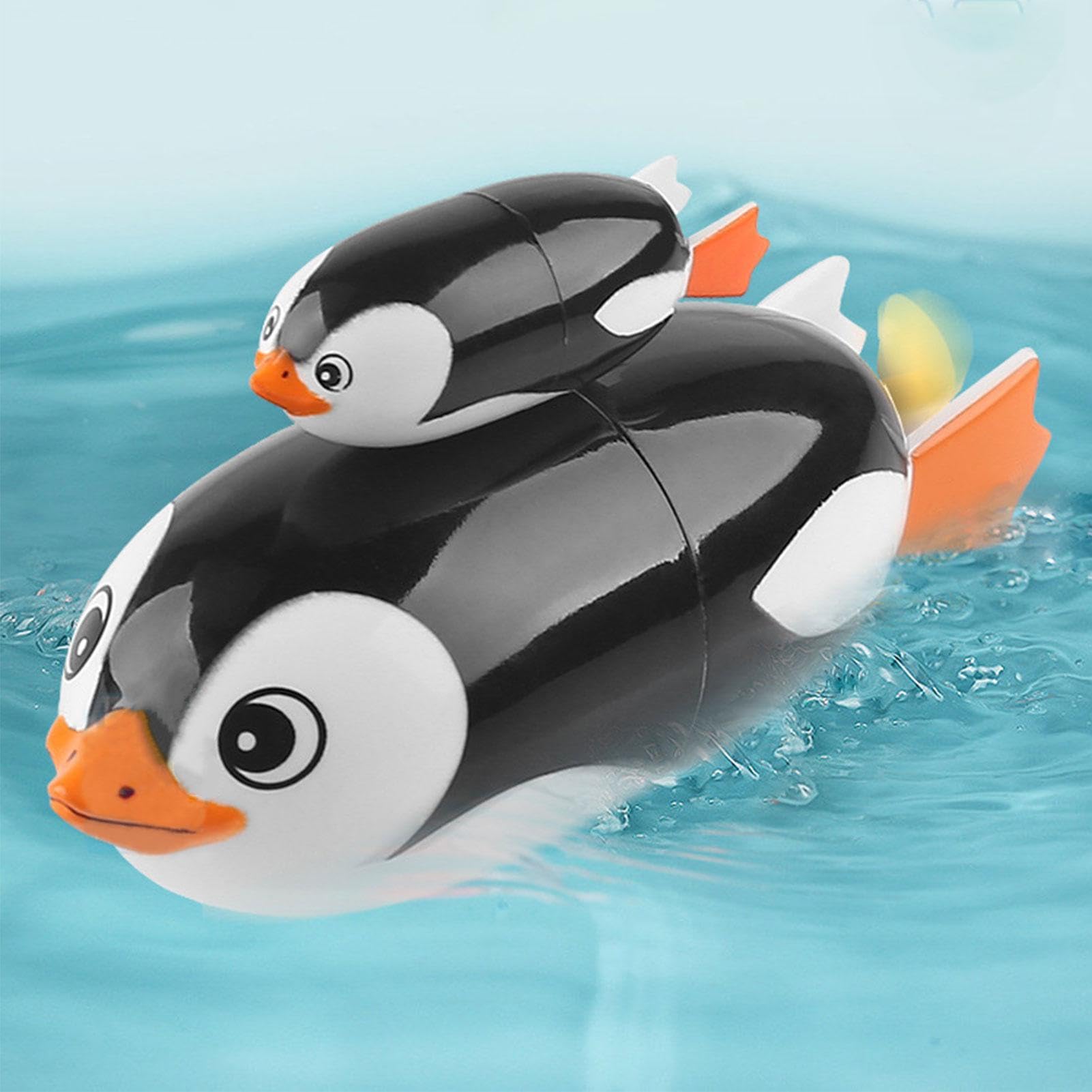 Penguin Bath Toys for Babies & Toddlers - Wind Up Swimming Turtle Toy Set for Bathtub & Pool Fun - Cute Penguin & Turtle Water Toys for Kids Bath Time Play