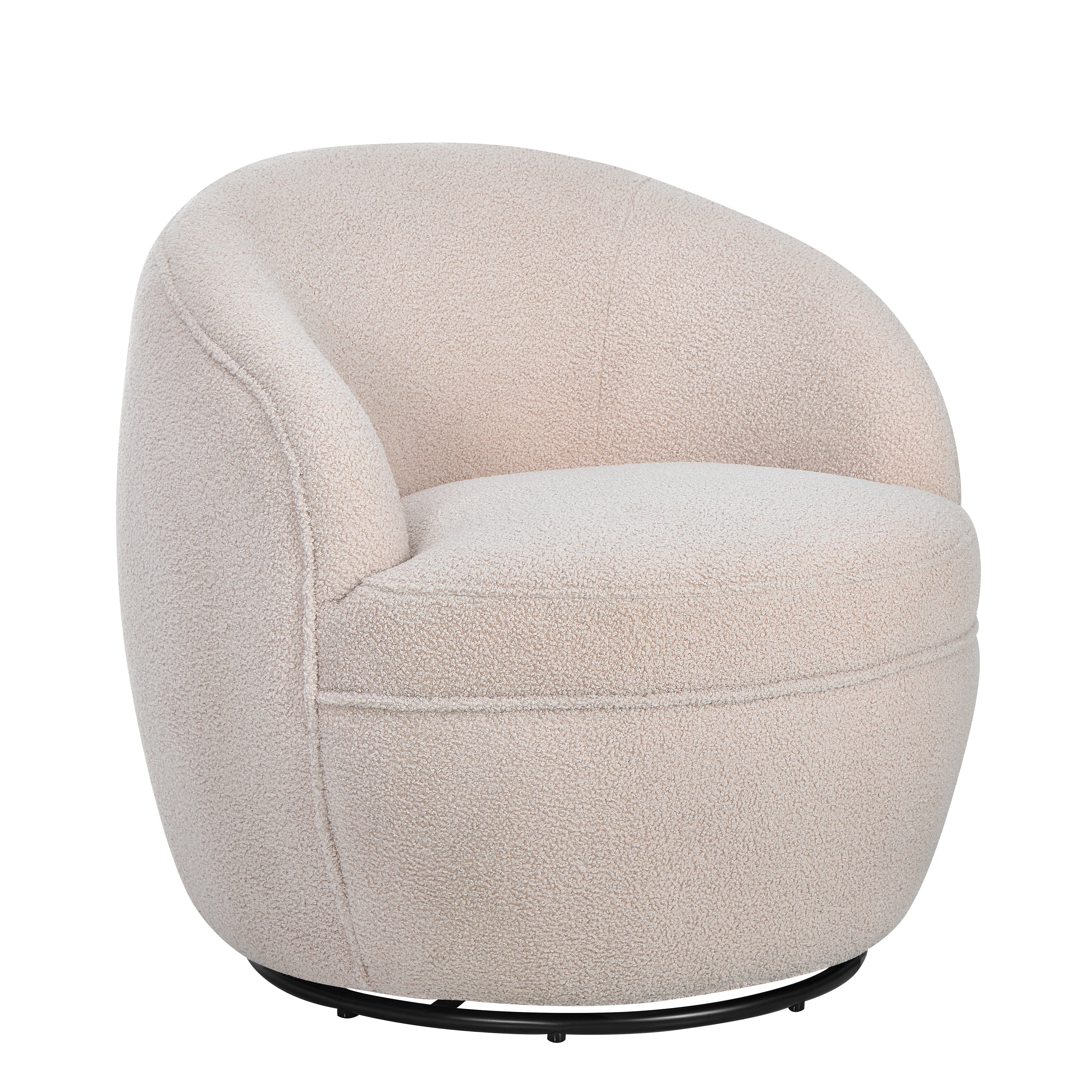 Roundhill Furniture Galleria 360 Swivel Faux Shearling Barrel Chair - Cozy Modern Accent Chair for Living Room, Bedroom & Office - Perfect for Reading, Relaxing & Home Decor