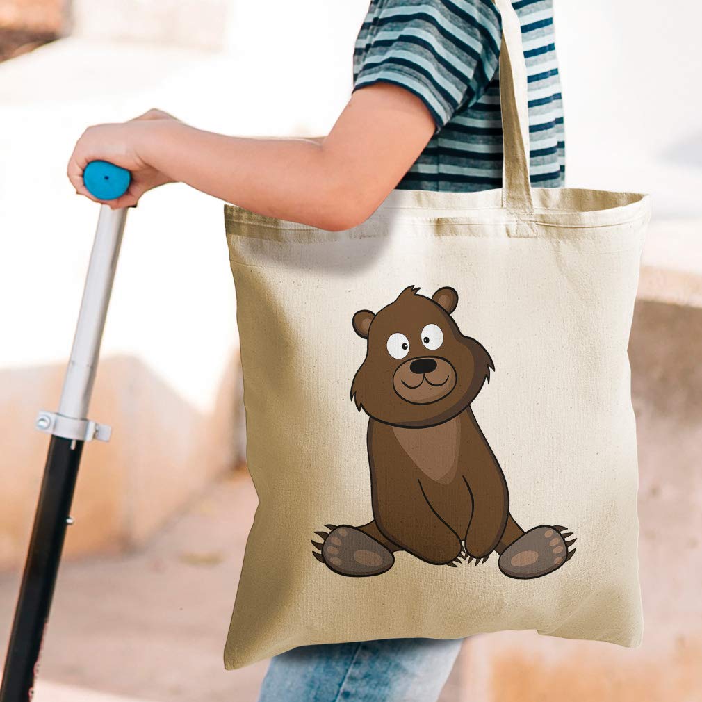 Custom Canvas Tote Bag - Reusable Eco-Friendly Shopping Bag with Cute Bear & Woodland Animal Design, Funny Humor Gift for Kids & Adults - Perfect for Grocery, Beach, Picnic & Daily Use
