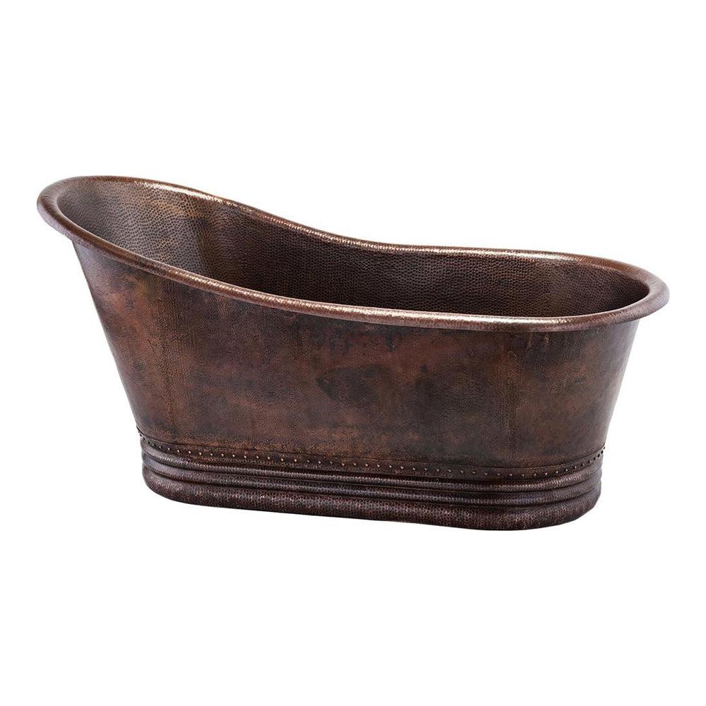 Premier 67-Inch Hammered Copper Freestanding Bathtub - Luxury Slipper Tub for Spa Bathroom (BTS67DB) | Perfect for Master Bathrooms & Relaxation Retreats