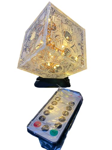 Hellraiser Puzzle Box Laser Engraved Night Light with Stand - Horror Movie Decor for Bedroom, Home Theater & Halloween Party
