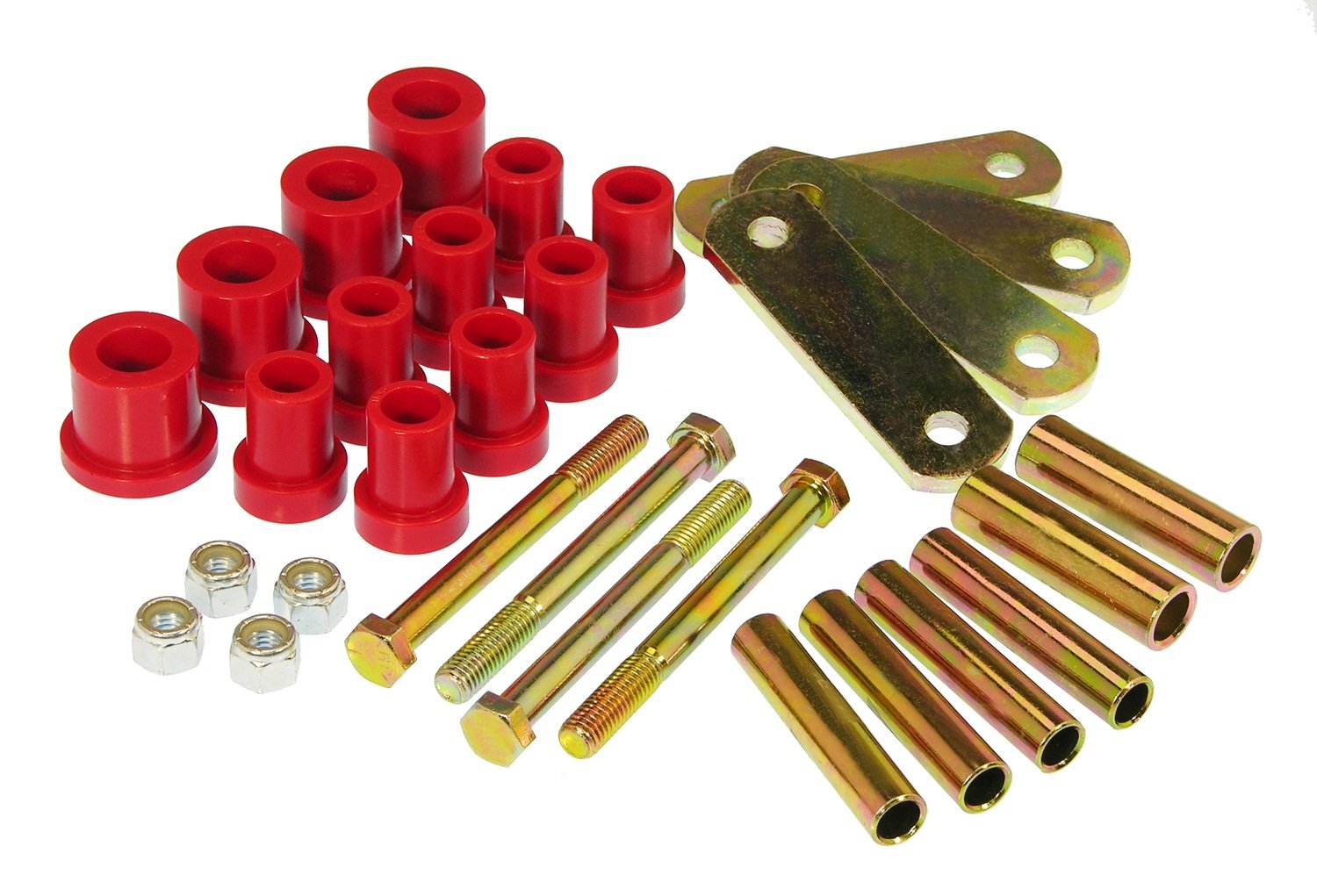 Prothane 4-1011 Red Rear Suspension Spring & Shackle Bushing Kit - Durable Polyurethane Replacement for Trucks, SUVs, and Off-Road Vehicles - Improves Handling & Reduces Vibration