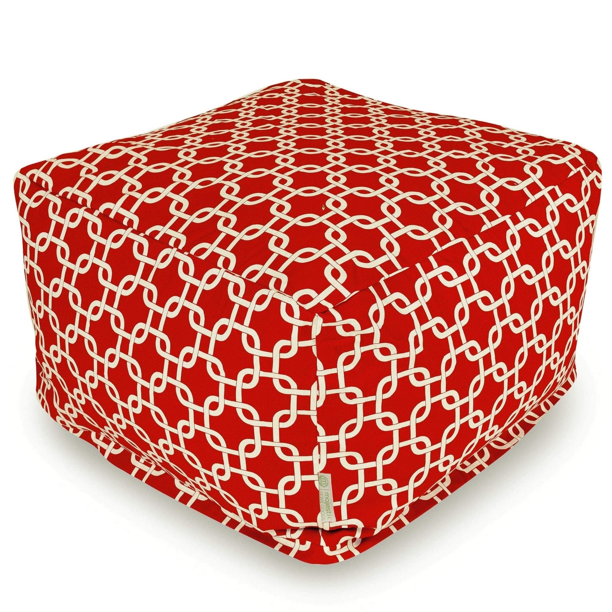 Majestic Home Goods Large Red Links Indoor Outdoor Ottoman - Perfect for Living Room, Patio, and Garden Seating