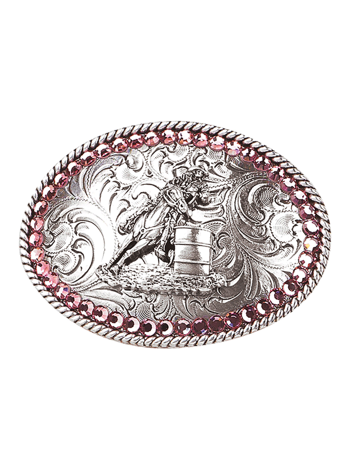 Nocona 37380 Kids Barrel Racer Buckle - Silver Western Belt Buckle for Children's Rodeo & Cowboy Costume - Perfect for Rodeo Events, Horse Riding & Western-Themed Parties