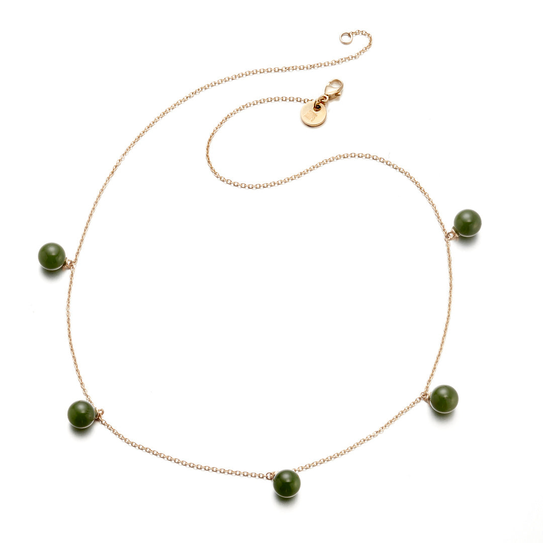 7mm Green Jade Bead Station Necklace - Elegant Natural Stone Jewelry for Women | Perfect for Everyday Wear, Office & Special Occasions