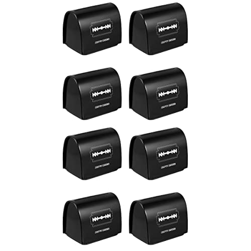 KALLORY Razor Blade Bank - 8 Pack Black Razor Disposal Case, Safety Storage Container for Razor Blades - Ideal for Salon, Home, and Travel Use