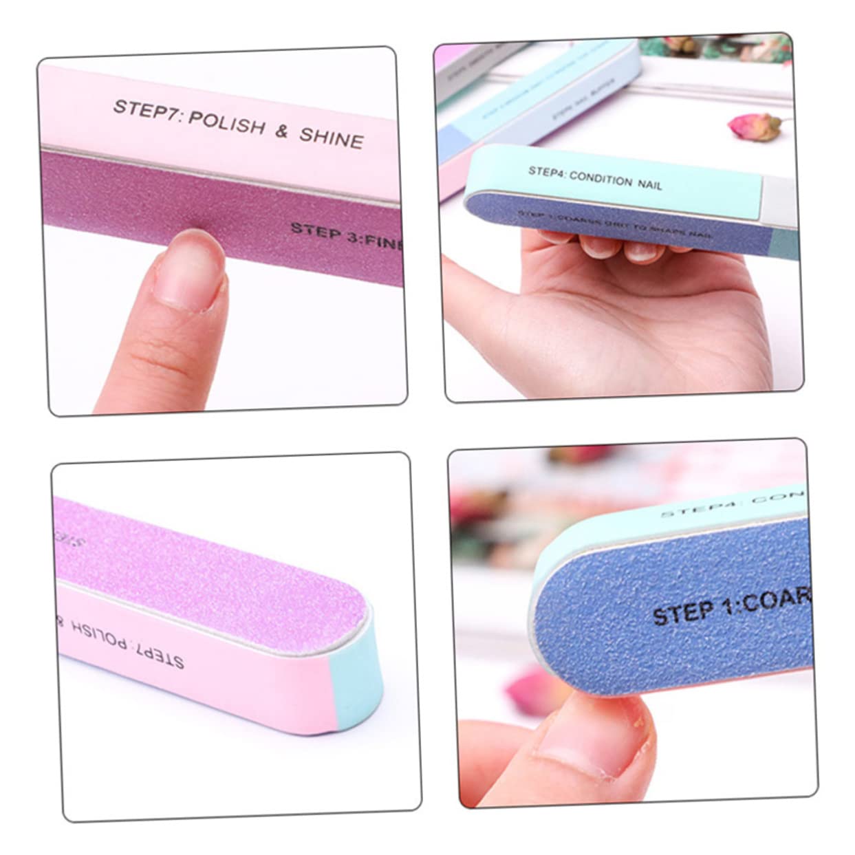 FOMIYES 12pcs Nail Buffer Blocks Set - 7 Steps Manicure Kit for Home & Salon Use