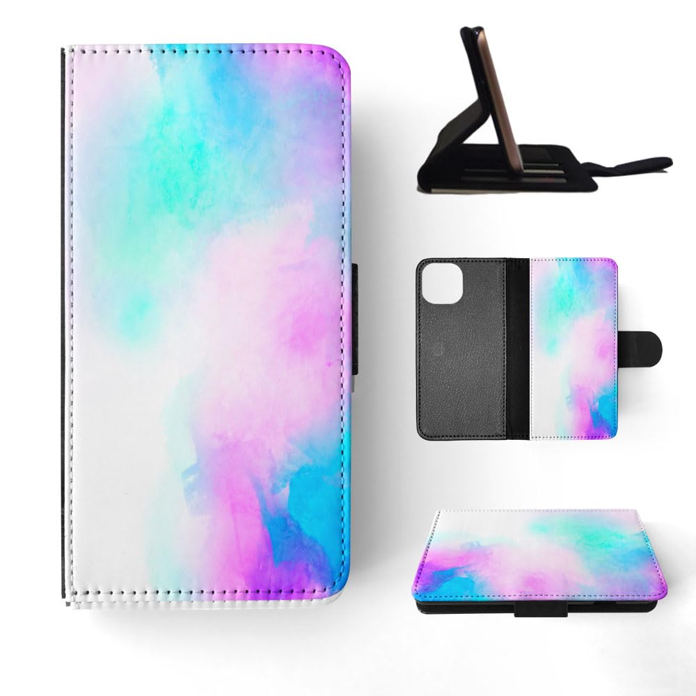 Blue Purple Watercolor 67 FLIP Wallet Phone Case for Apple iPhone 15 - Stylish Protective Cover with Card Slots for Everyday Use and Travel