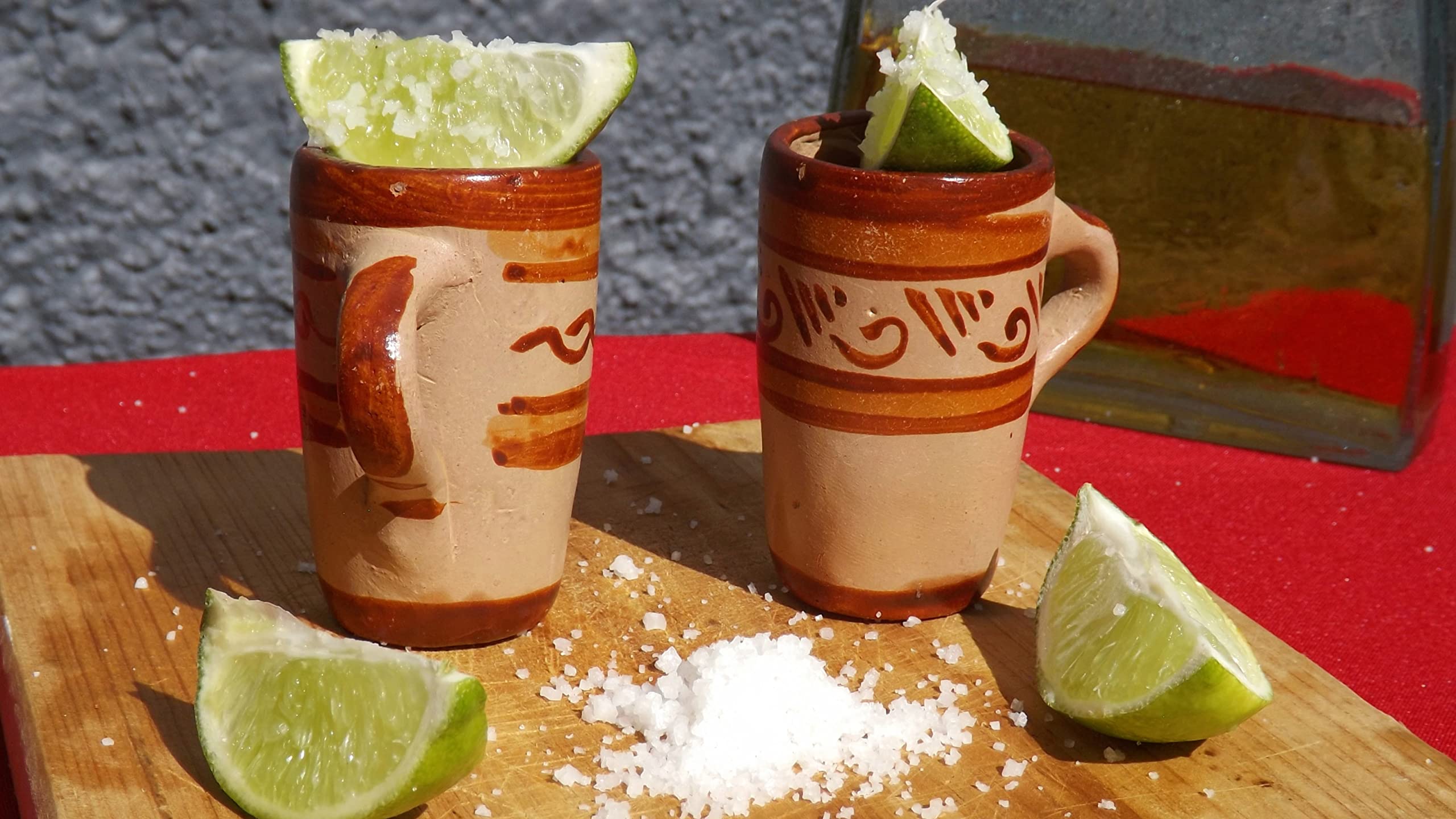 Premium Tequila Shot Glasses Set of 4 - Authentic Mexican Terracotta Clay Cups (2oz) - Handcrafted Barro Canelo with Handle - Perfect for Cinco de Mayo, Margarita Parties & Mexican-Themed Events
