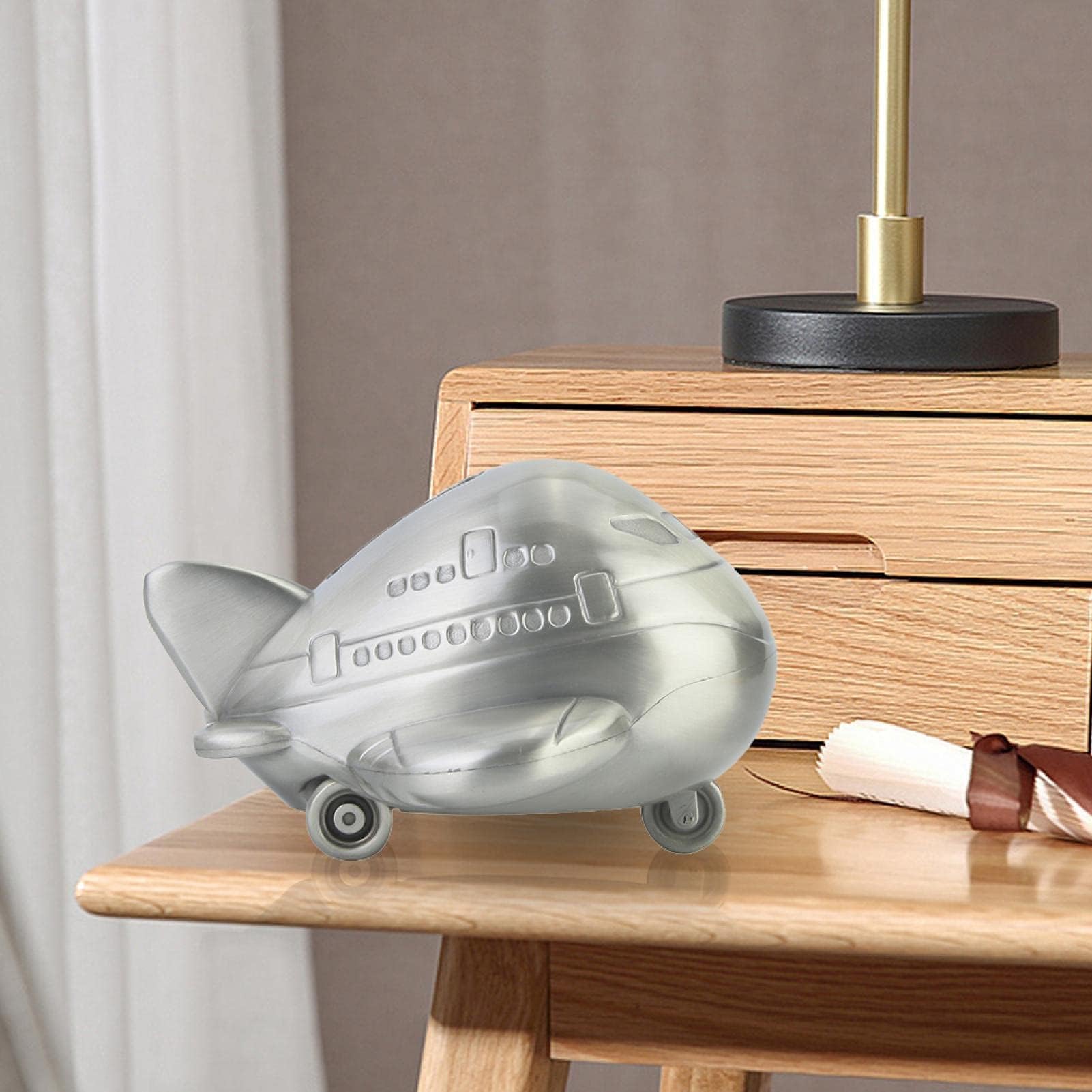 Airplane Piggy Bank - Zinc Alloy Kids Money Saving Box for Coins | Airplane-Shaped Coin Bank for Home Decor, Desktop Decoration & Gift | Perfect for Kids' Savings, Travel-Themed Rooms & Birthday Presents