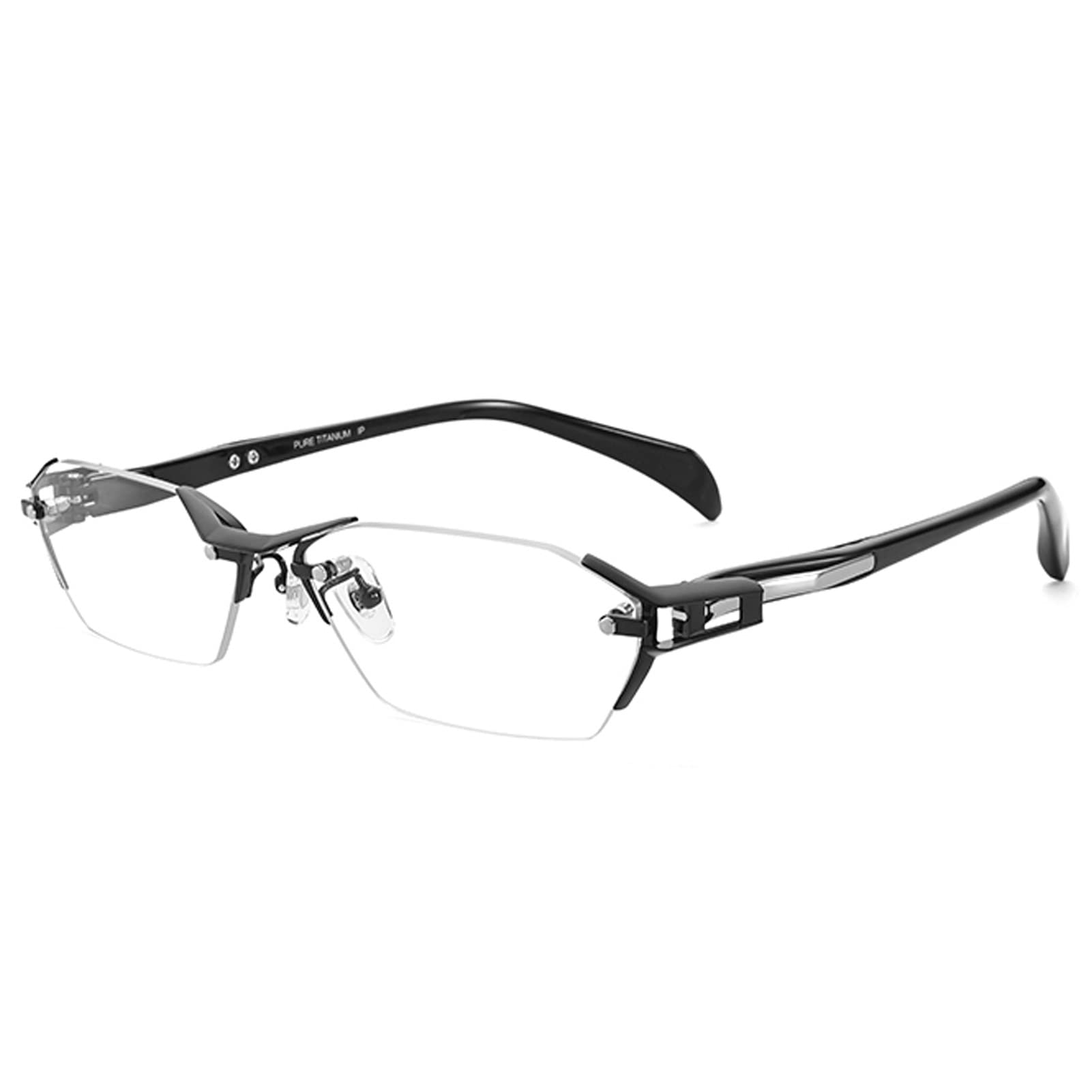 Titanium Rimless Business Reading Glasses for Men - Anti Glare Blue Light Blocking Computer Readers - 2.0x Magnification - Perfect for Office Work, Screen Time & Professional Meetings