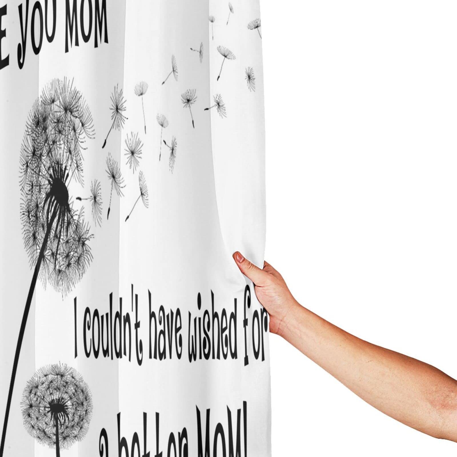 I Love You Mom Dandelion Shower Curtain - Waterproof Polyester Bathroom Decor with Hooks Set (60x72 Inches) - Perfect for Mother's Day Gifts & Bathroom Makeover