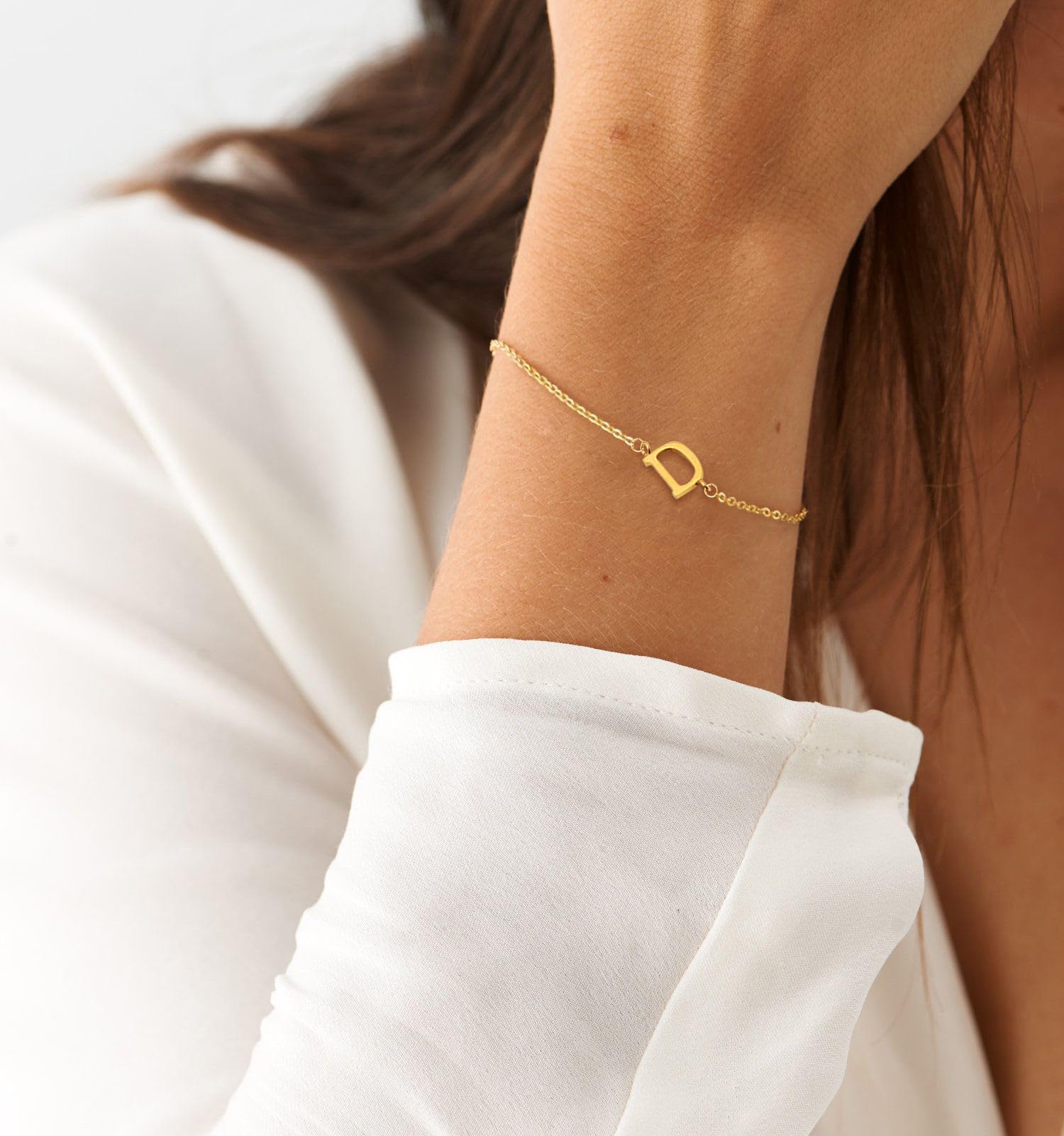 Trendy 18K Gold Plated Dainty Initial Charm Bracelet for Women - Elegant Link Chain Jewelry Gift for Birthday, Anniversary & Everyday Wear
