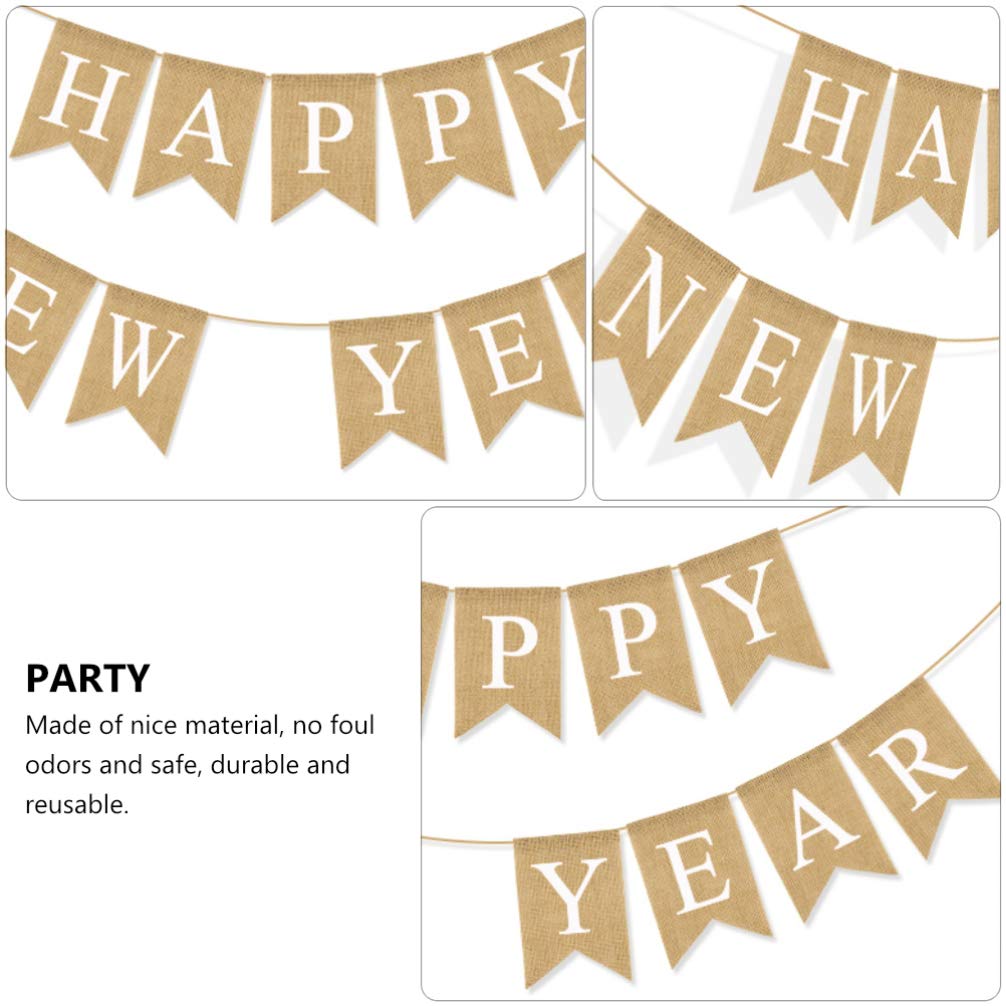 PRETYZOOM Happy New Year Party Decorations Set - Latte Art Bunting Flags, Hanging Banner, Backdrop for New Year Celebrations | Perfect for Home, Office & Holiday Party Decor