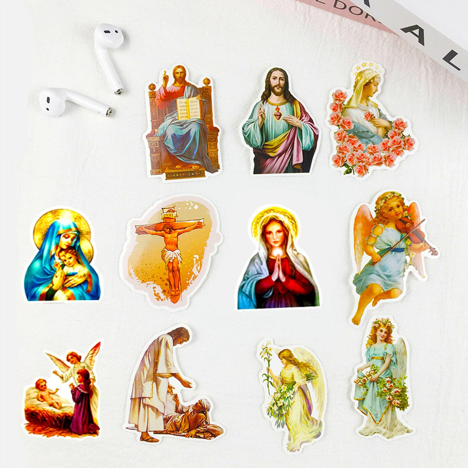 60PCS Catholic Religious Stickers - Bible, Cross & Jesus Stickers for Water Bottles, Laptops, Suitcases | Faith-Based Gifts for Adults, Teens & Kids | Perfect for Skateboards, Guitars & Christian Decor