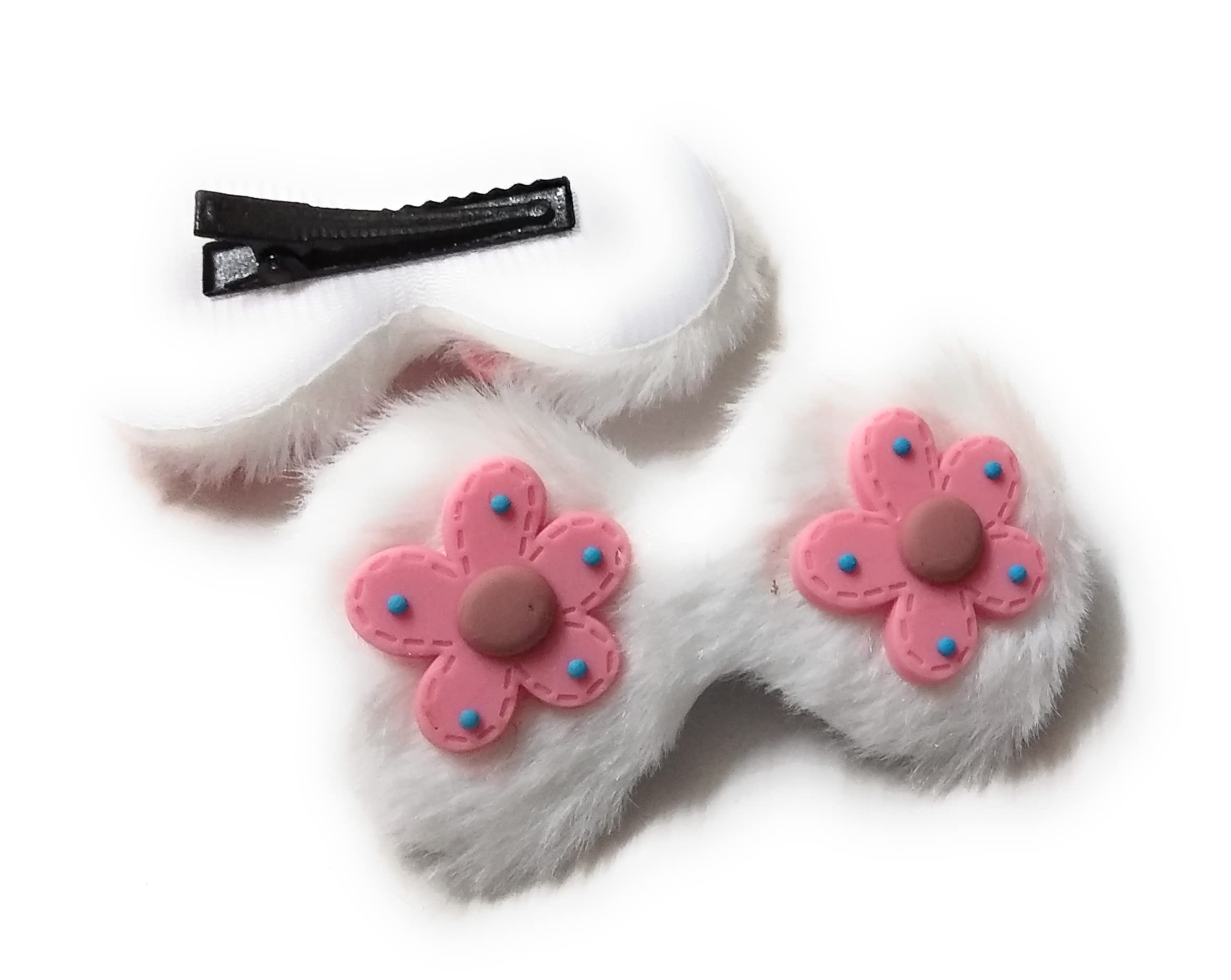 Adorable Furry Bow Hair Clips for Baby Girls & Kids - 6-Piece Set | Soft Hair Accessories for Toddlers, Infants & Children | Perfect for Parties, School & Daily Wear