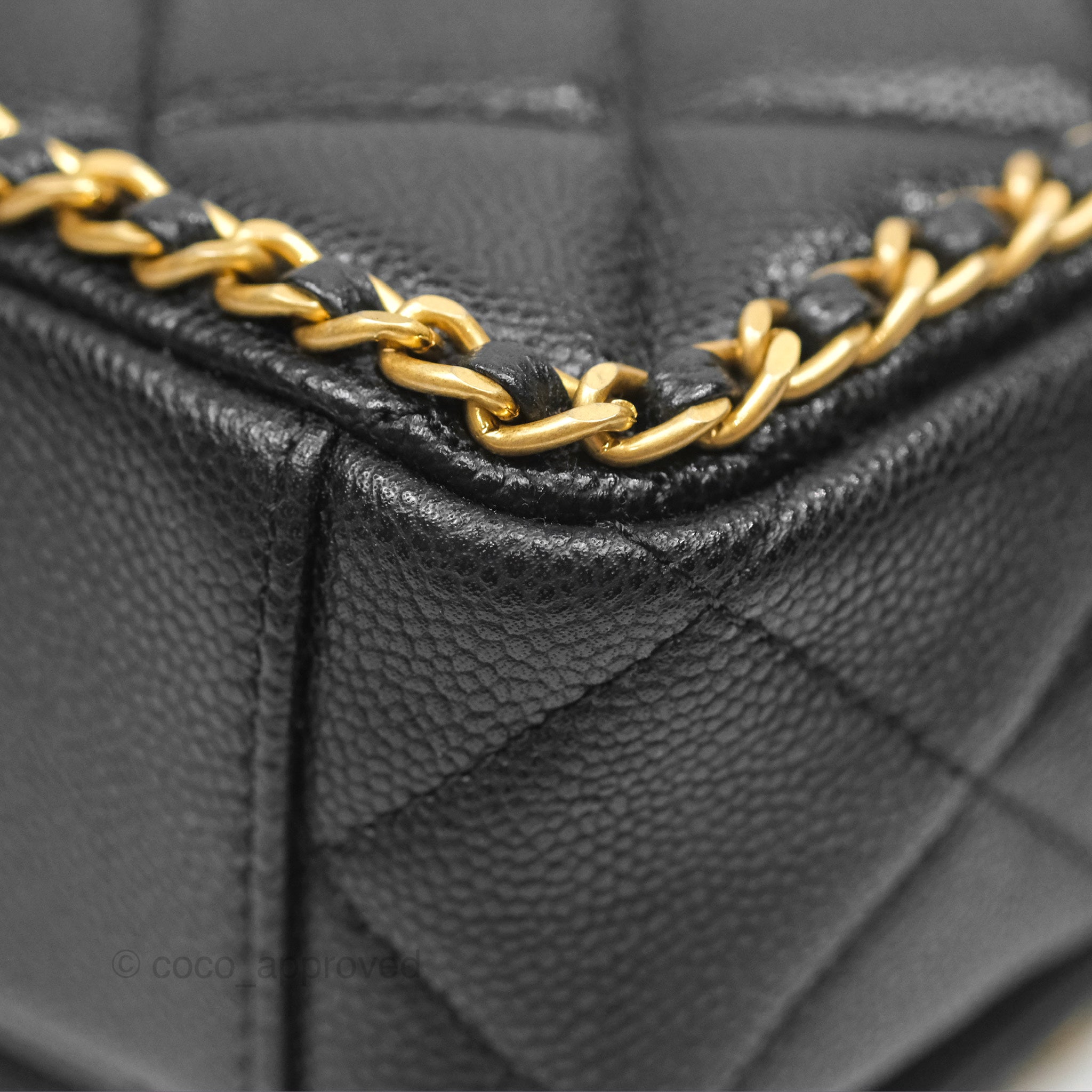 Chanel Chain Around Flap Bag Black Caviar Leather with Aged Gold Hardware - Luxury Crossbody Bag for Women, Perfect for Evening Parties & Special Occasions