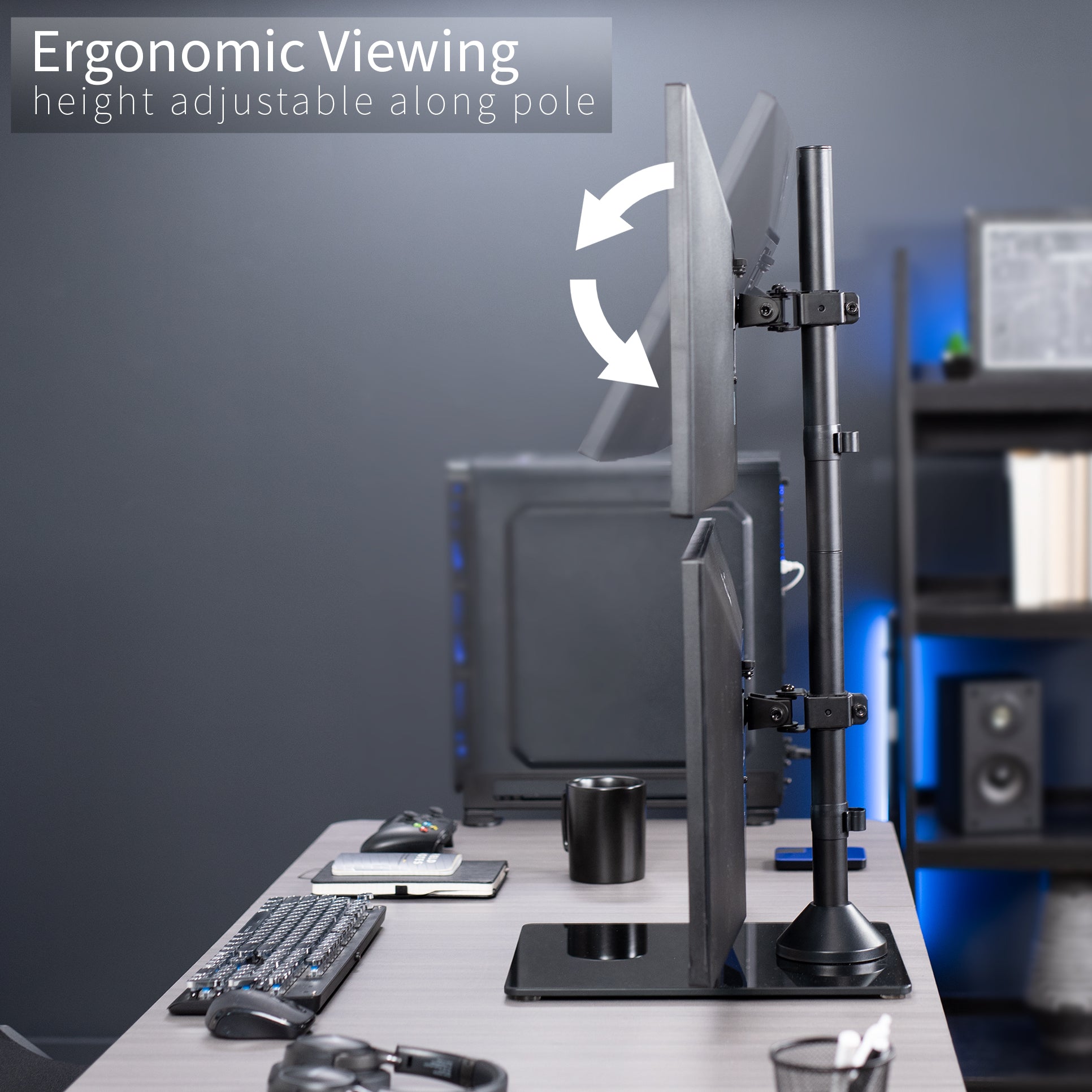 Adjustable Vertical Dual Monitor Stand for 13