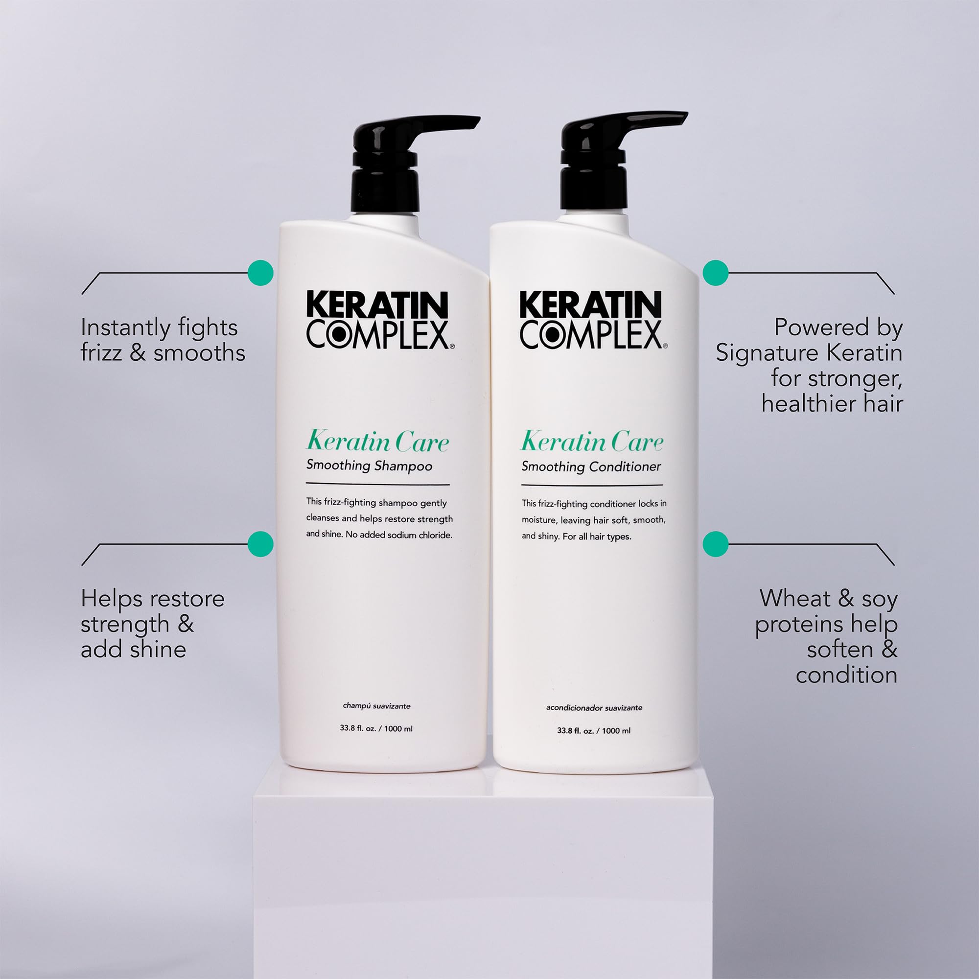 Keratin Complex Smoothing Shampoo & Conditioner Set for Frizz Control & Hair Repair - Salon Quality Keratin Treatment for Dry, Damaged Hair - Perfect for Daily Use at Home or Salon