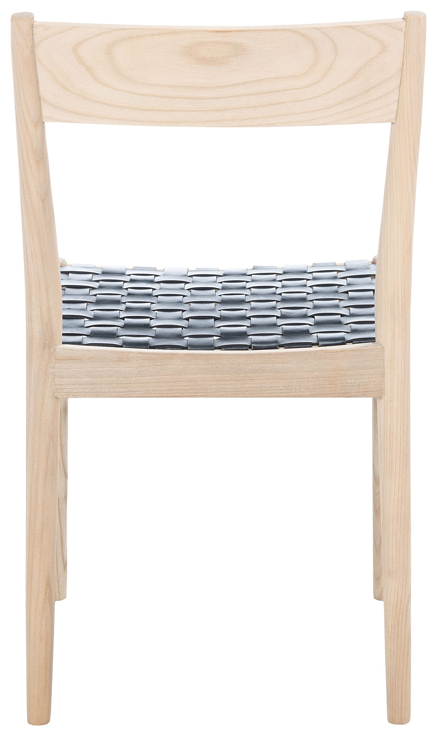 SAFAVIEH Eluned Woven Leather Accent Chair - Modern Dining & Living Room Chair with Black/Natural Leather Weave (Set of 2) - Perfect for Home Decor, Dining Sets & Lounge Seating