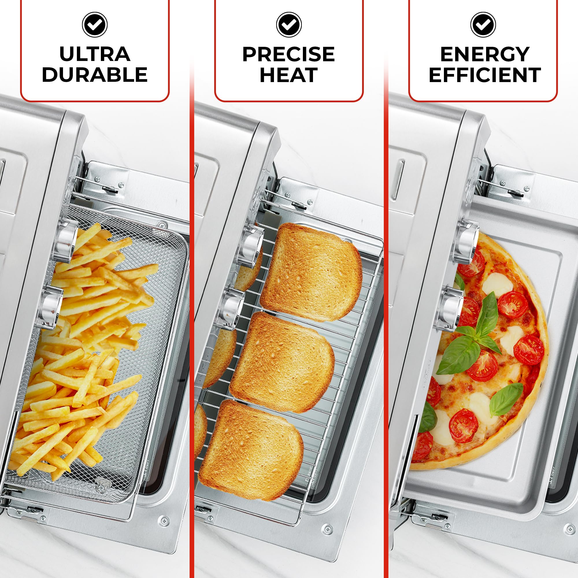 Zulay Kitchen Large Countertop Air Fryer - 12.7QT Stainless Steel Digital Air Fryer Oven for Healthy Cooking | Perfect for Roasting Vegetables, Baking, Grilling & Reheating Food | Family Size Air Fryer for Kitchen, Dorm & RV